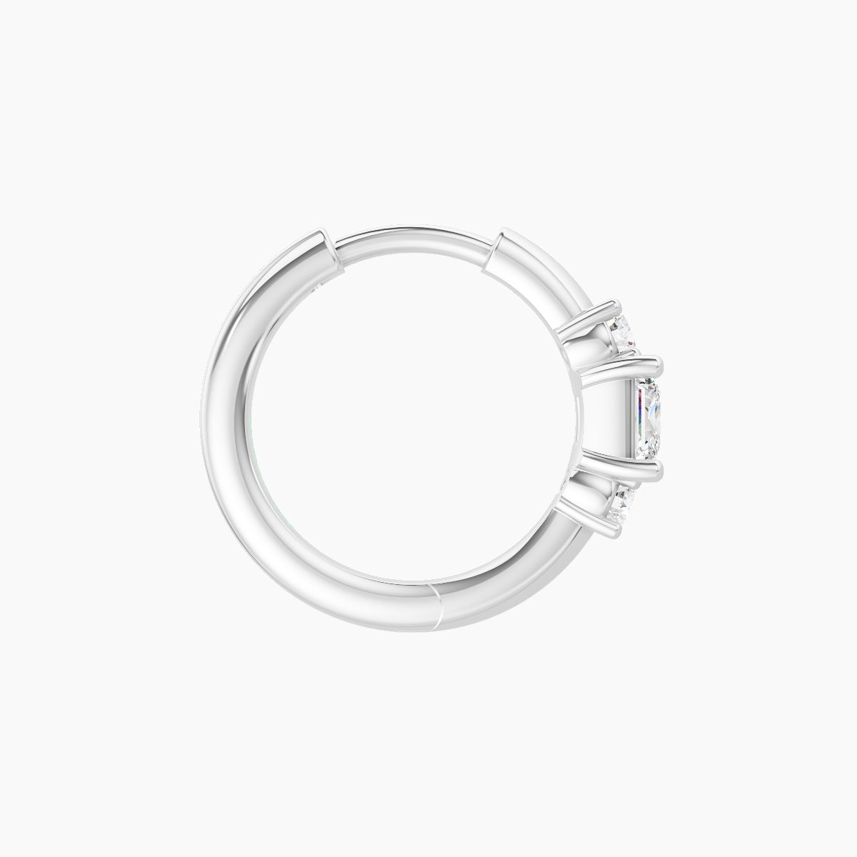 Grace | 18k White Gold 8 mm Trilogy Princess Diamond Hoop Piercing