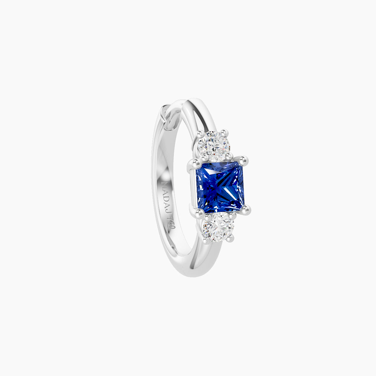 Grace | 18k White Gold 8 mm Trilogy Princess Sapphire & Diamond Hoop Piercing