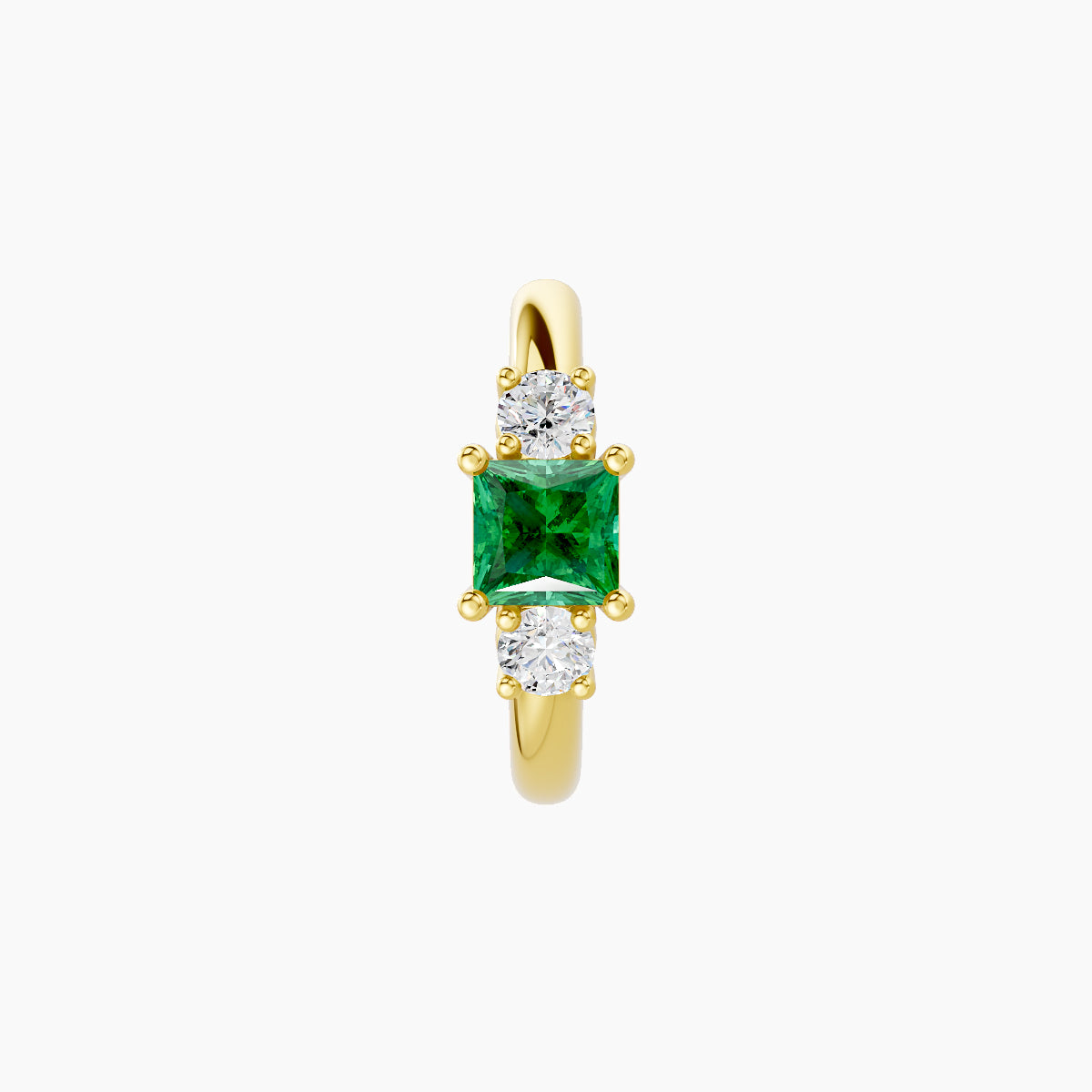 Grace | 18k Yellow Gold 8 mm Trilogy Princess Emerald & Diamond Hoop Piercing