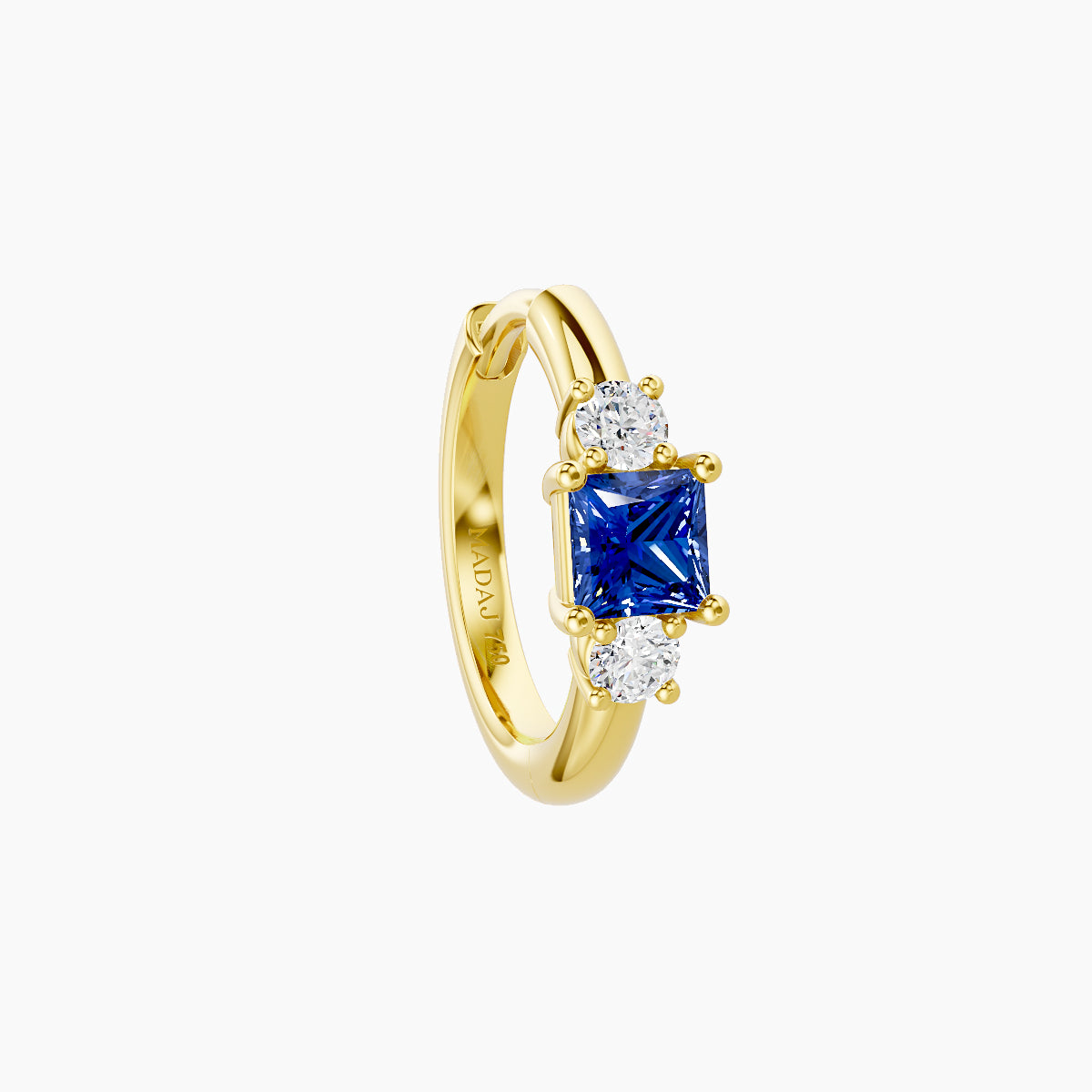 Grace | 18k Yellow Gold 8 mm Trilogy Princess Sapphire & Diamond Hoop Piercing