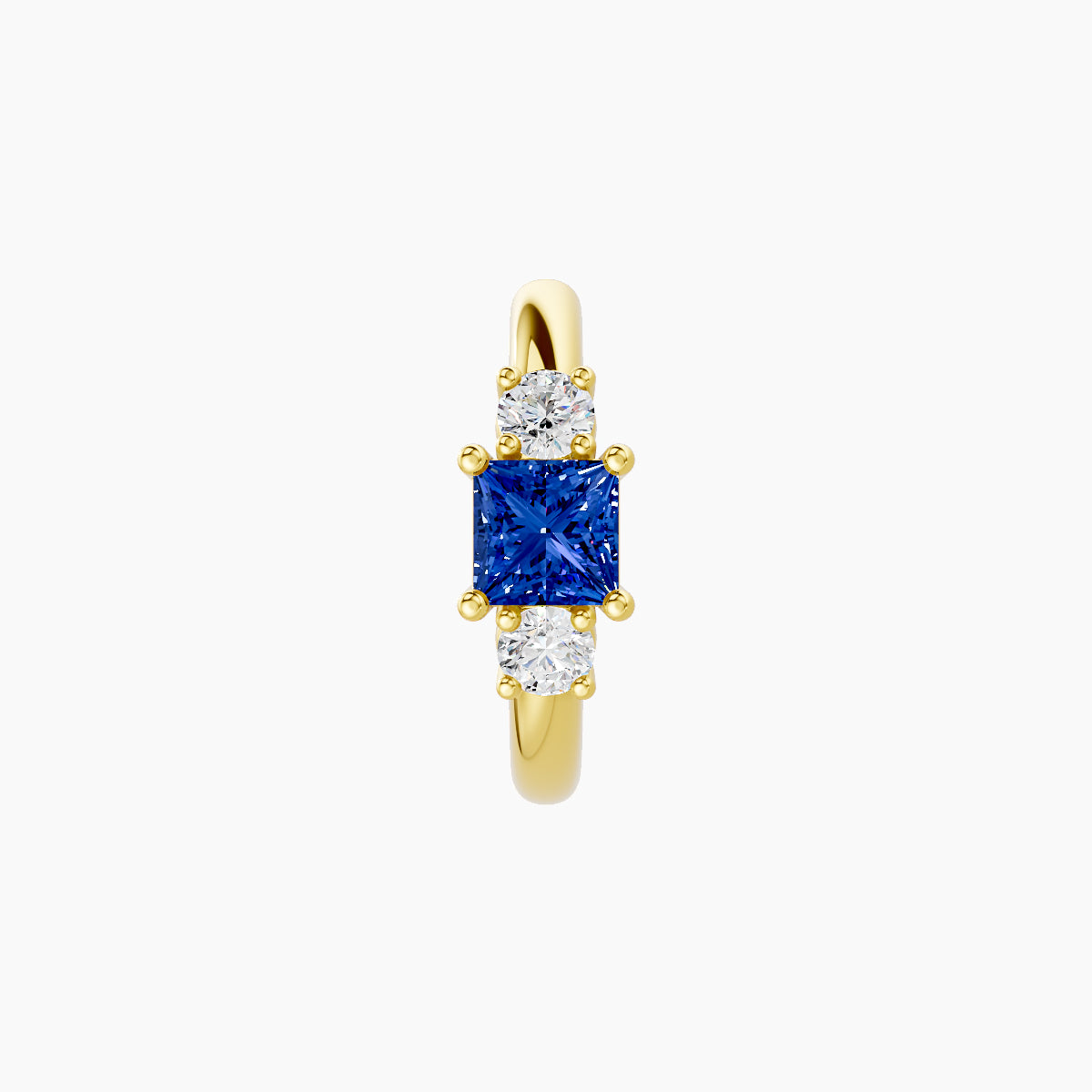 Grace | 18k Yellow Gold 8 mm Trilogy Princess Sapphire & Diamond Hoop Piercing