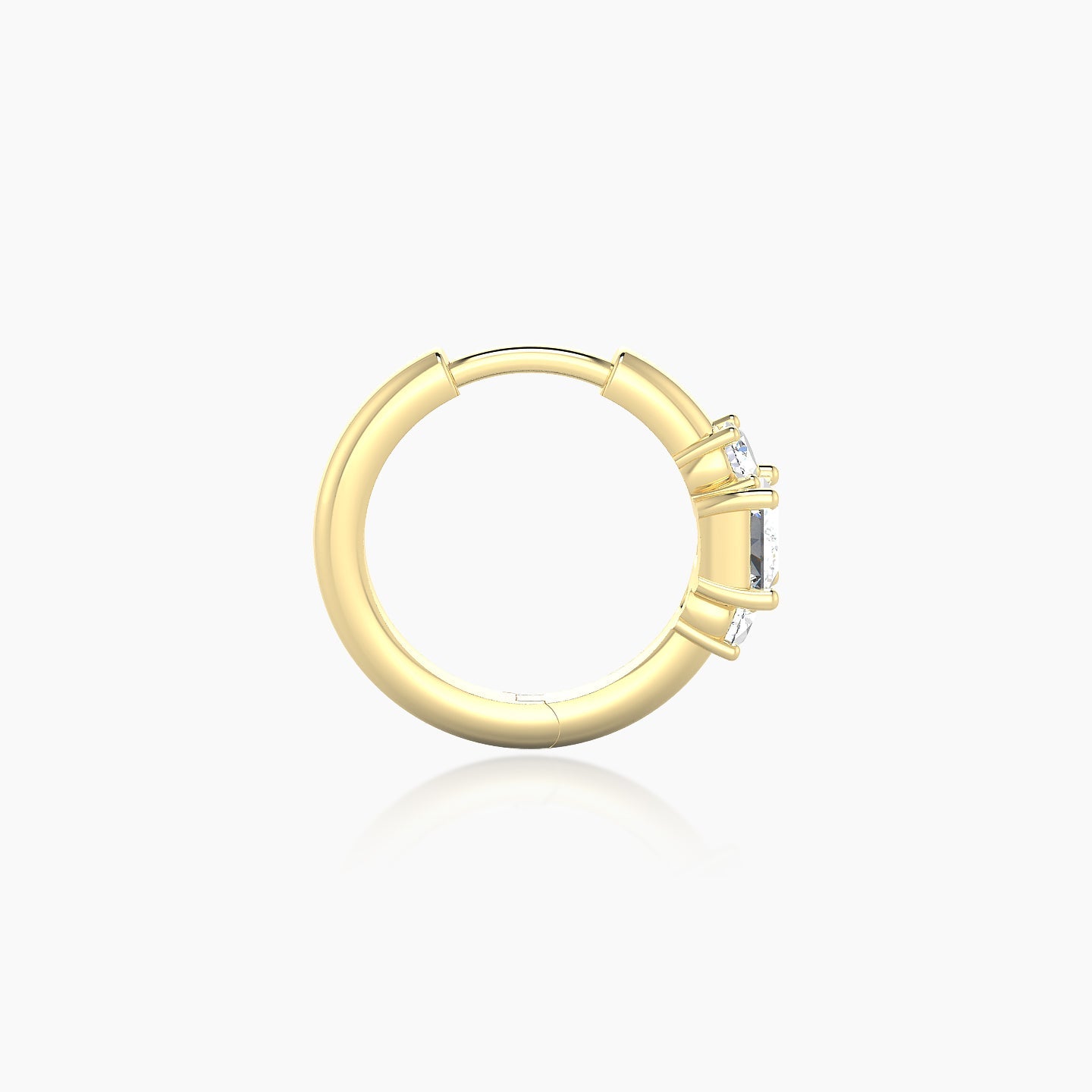 Grace | 18k Yellow Gold 8 mm Trilogy Princess Diamond Nose Ring Piercing