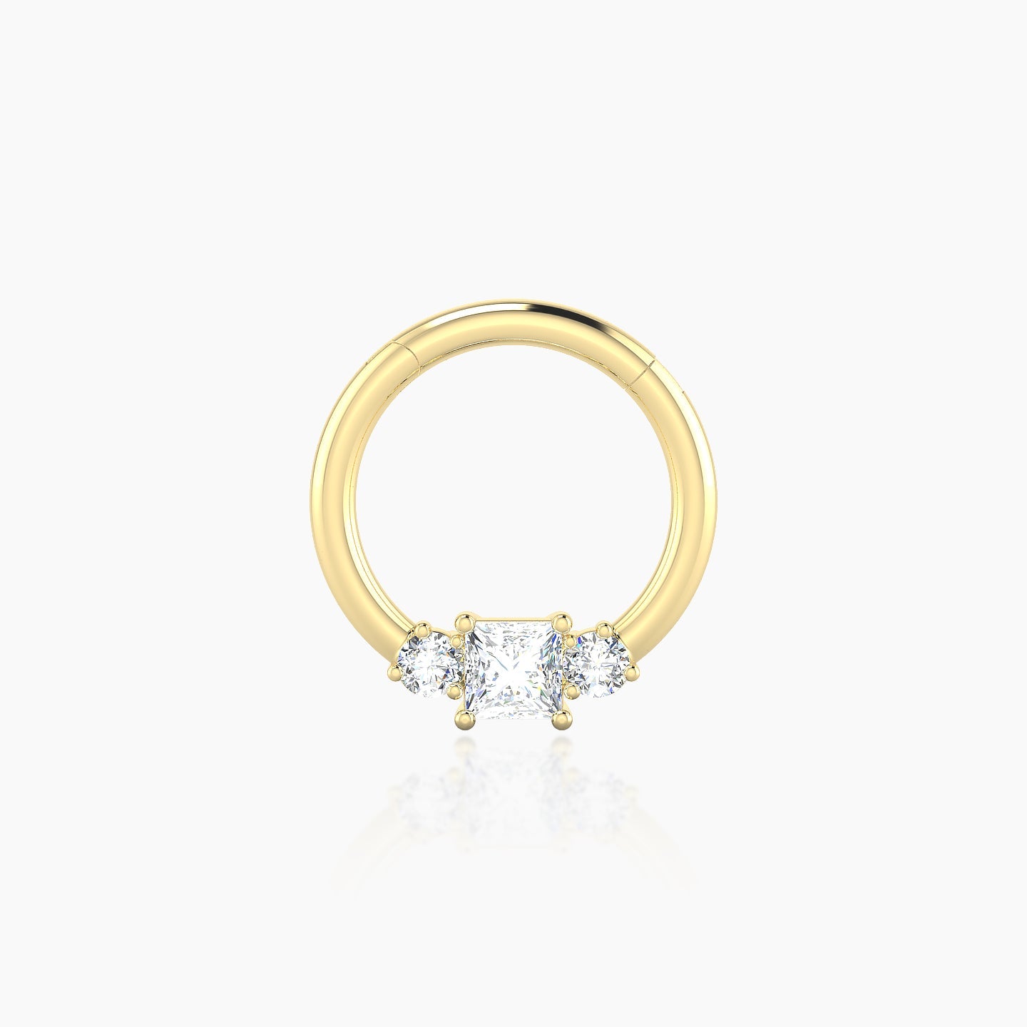 Grace | 18k Yellow Gold 8 mm Trilogy Princess Diamond Septum Piercing