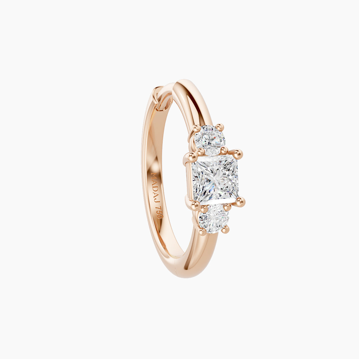 Grace | 18k Rose Gold 9.5 mm Trilogy Princess Diamond Hoop Piercing