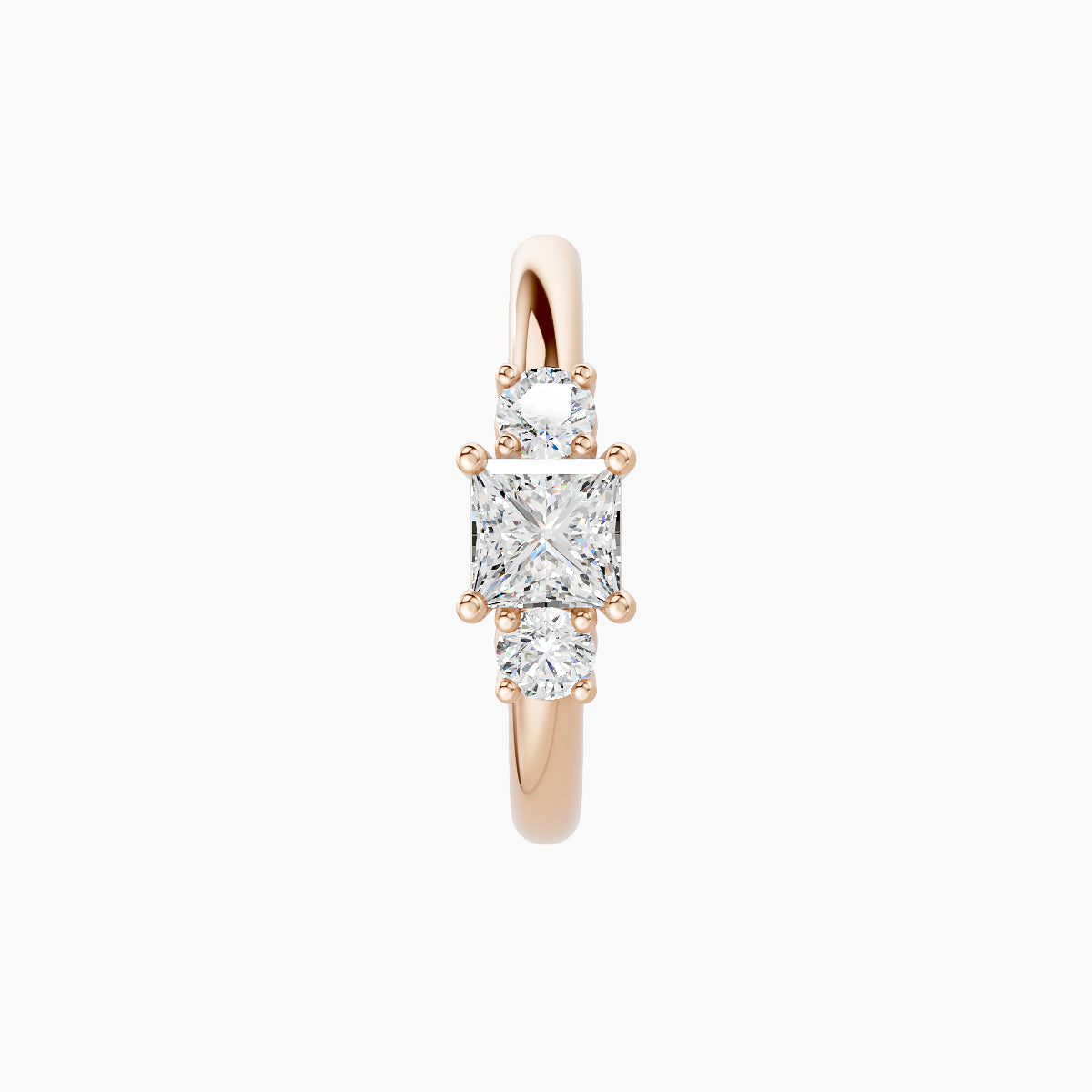 Grace | 18k Rose Gold 9.5 mm Trilogy Princess Diamond Hoop Piercing