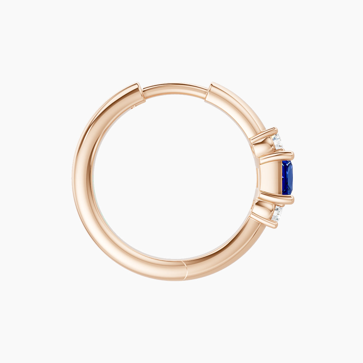 Grace | 18k Rose Gold 9.5 mm Trilogy Princess Sapphire & Diamond Hoop Piercing