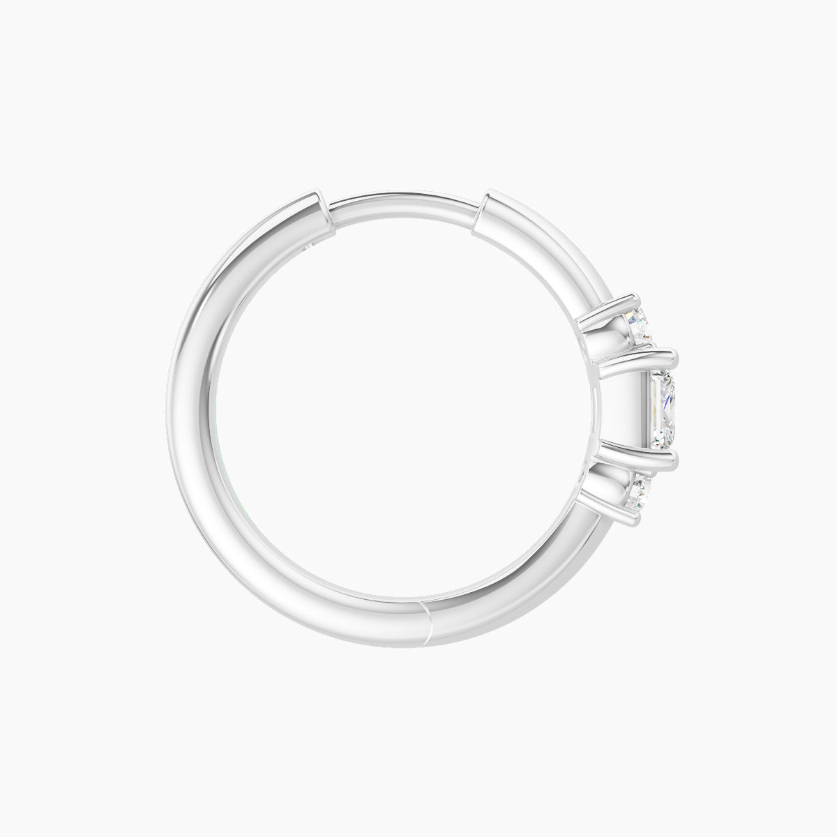 Grace | 18k White Gold 9.5 mm Trilogy Princess Diamond Hoop Piercing