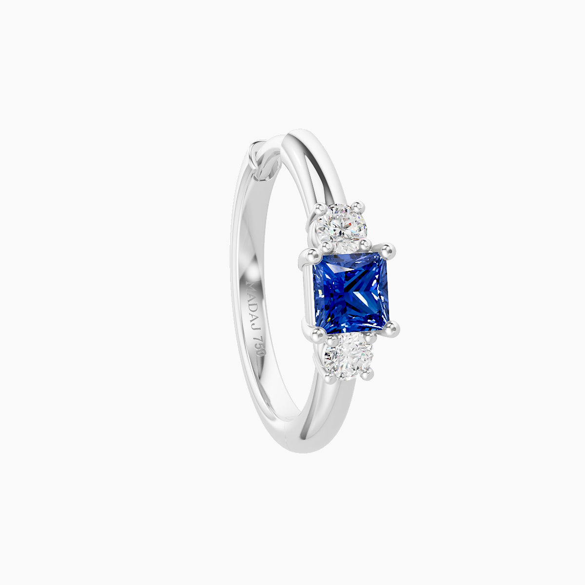 Grace | 18k White Gold 9.5 mm Trilogy Princess Sapphire & Diamond Hoop Piercing