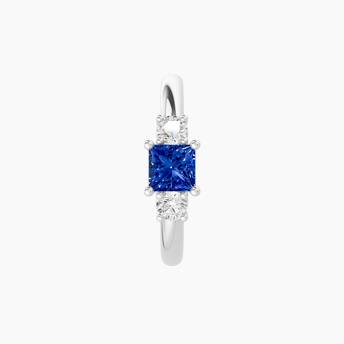 Grace | 18k White Gold 9.5 mm Trilogy Princess Sapphire & Diamond Hoop Piercing