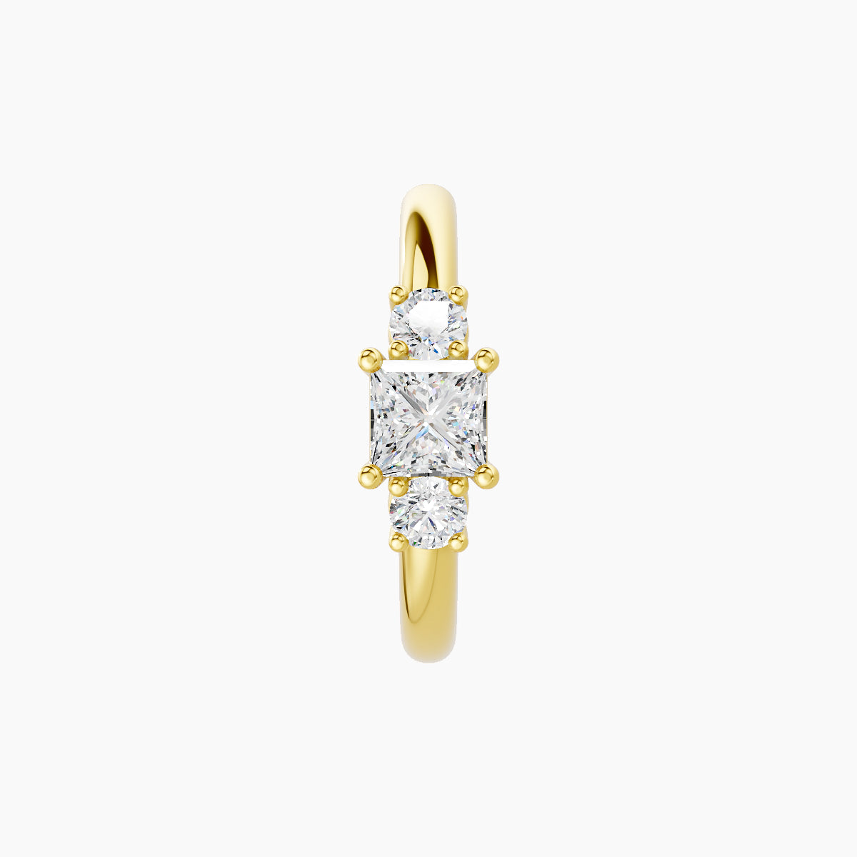 Grace | 18k Yellow Gold 9.5 mm Trilogy Princess Diamond Hoop Piercing