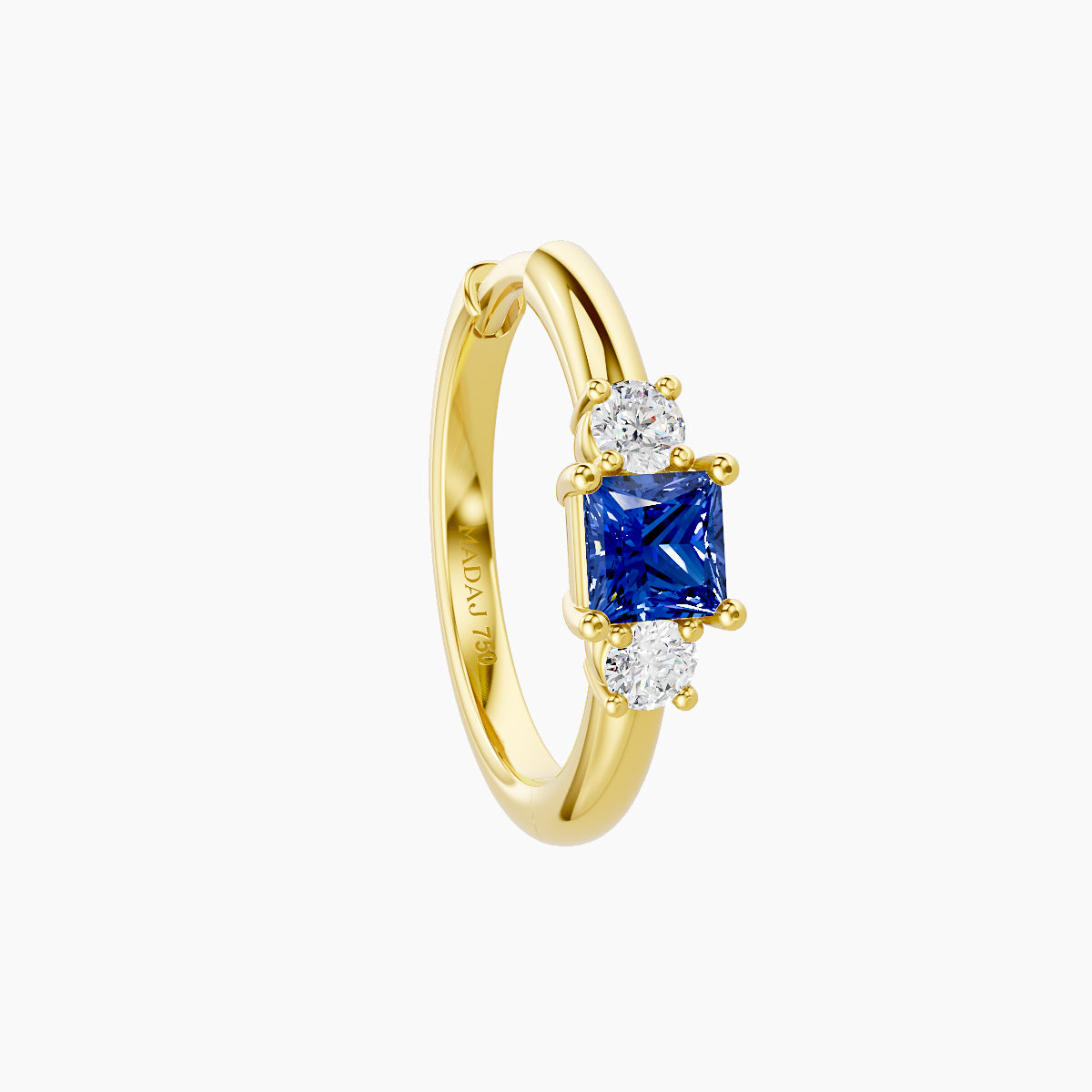 Grace | 18k Yellow Gold 9.5 mm Trilogy Princess Sapphire & Diamond Hoop Piercing