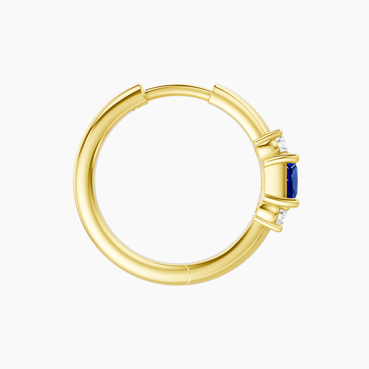 Grace | 18k Yellow Gold 9.5 mm Trilogy Princess Sapphire & Diamond Hoop Piercing