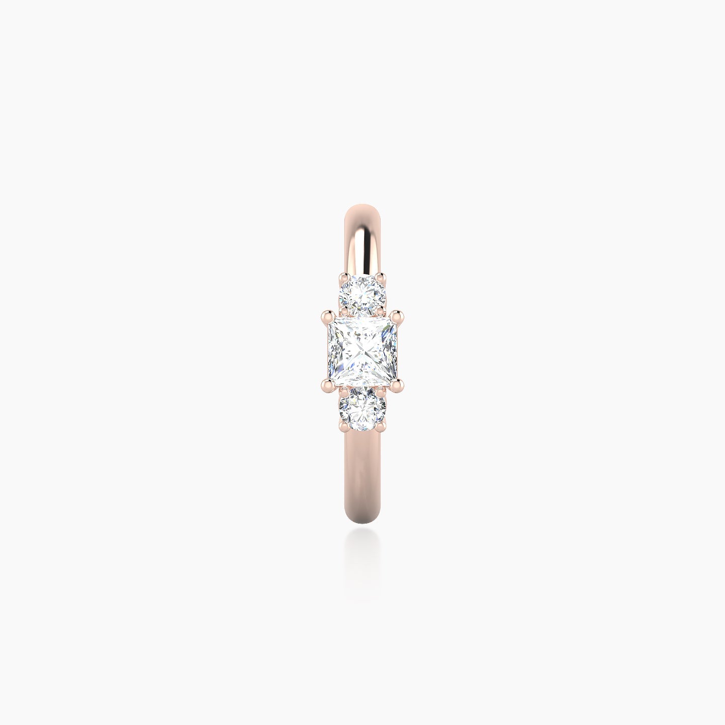 Grace | 18k Rose Gold 9.5 mm Trilogy Princess Diamond Nose Ring Piercing