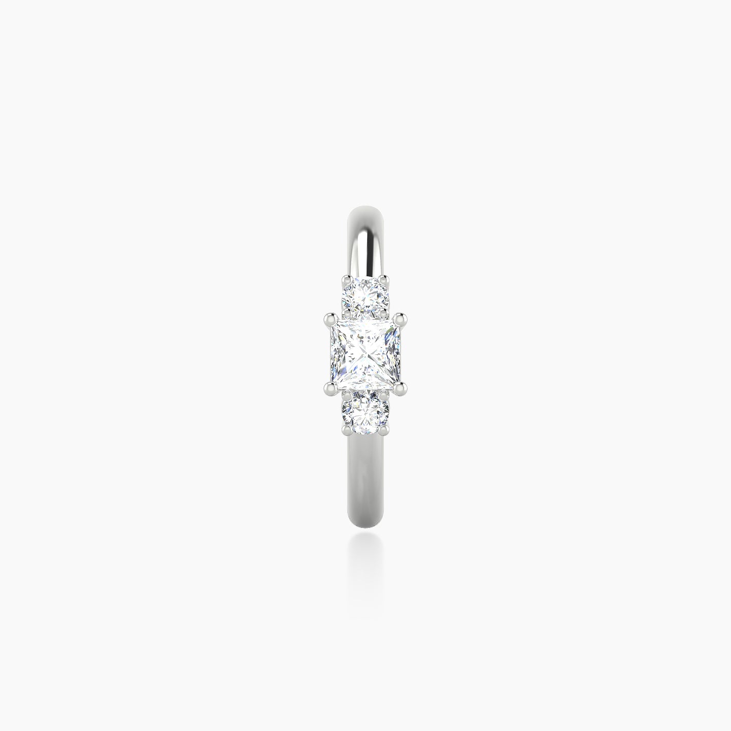 Grace | 18k White Gold 9.5 mm Trilogy Princess Diamond Nose Ring Piercing