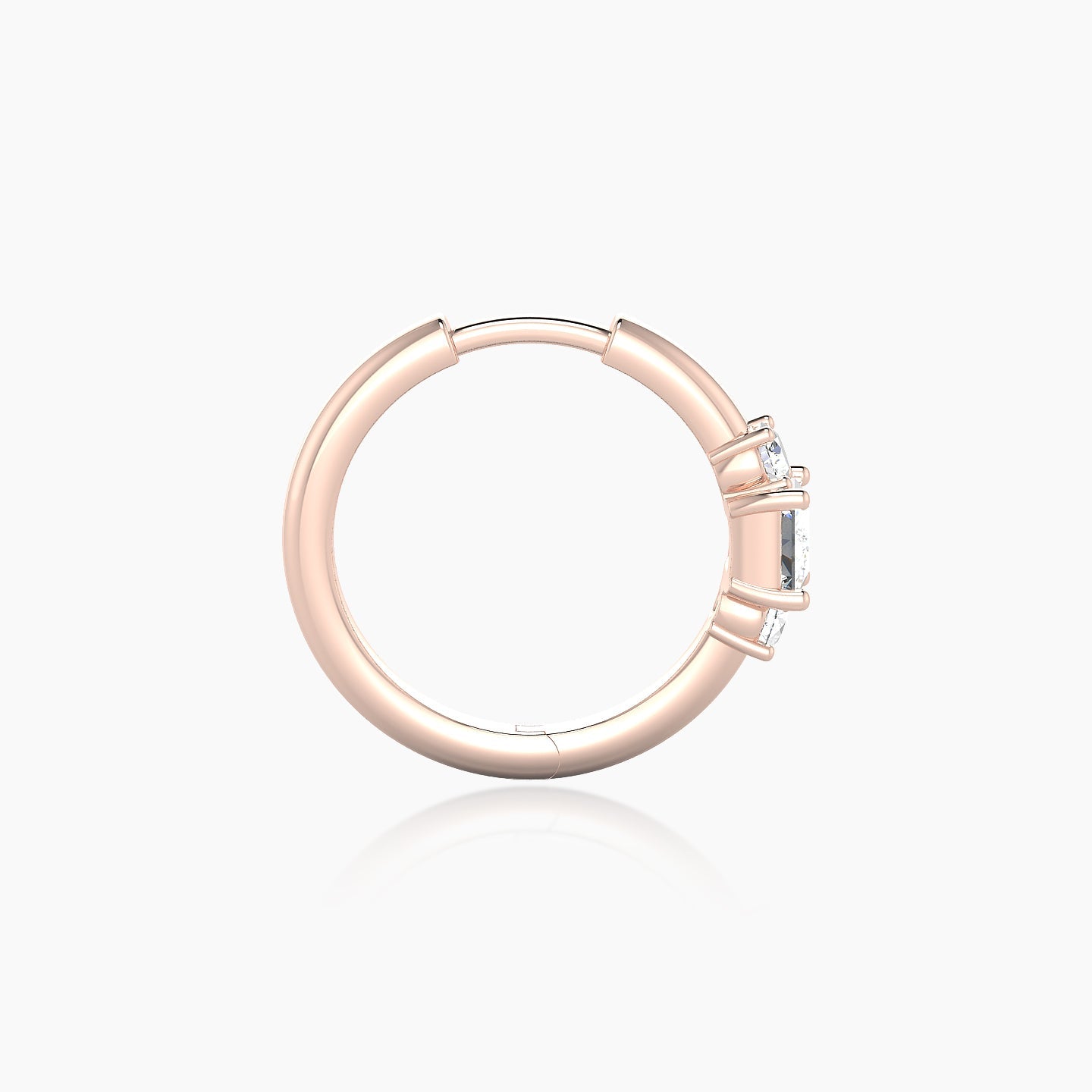 Grace | 18k Rose Gold 9.5 mm Trilogy Princess Diamond Nose Ring Piercing