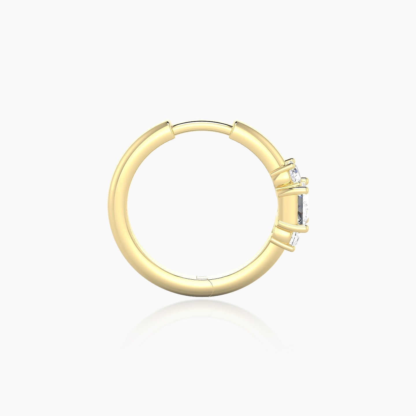 Grace | 18k Yellow Gold 9.5 mm Trilogy Princess Diamond Nose Ring Piercing