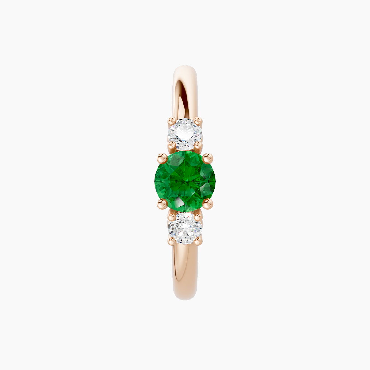 Grace | 18k Rose Gold 11 mm Trilogy Round Emerald & Diamond Hoop Piercing