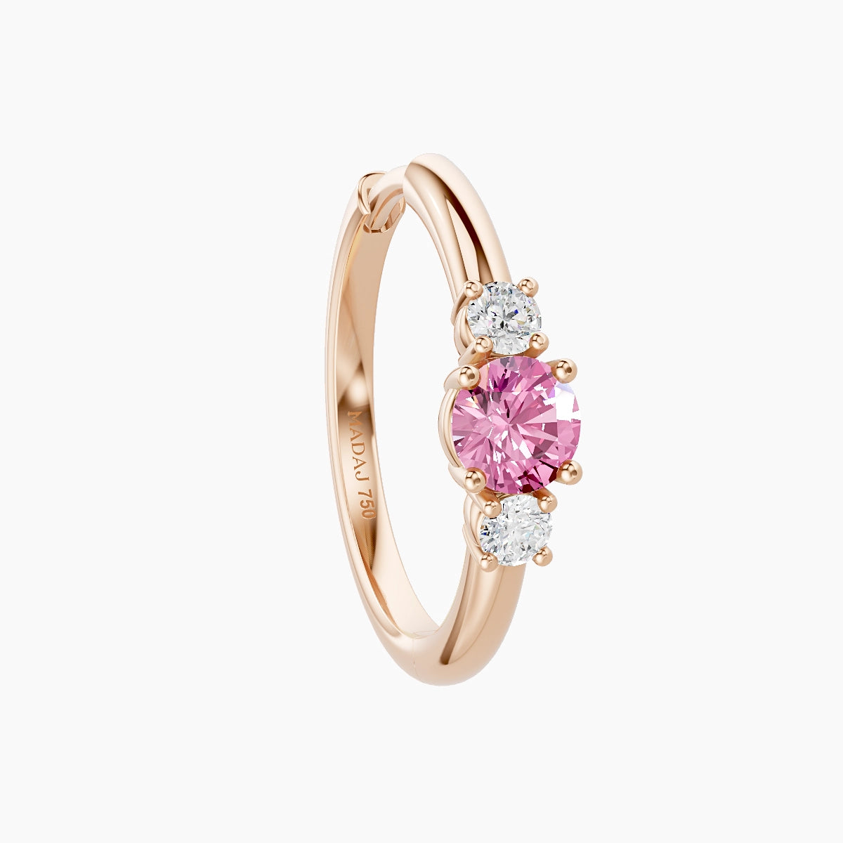 Grace | 18k Rose Gold 11 mm Trilogy Round Pink Sapphire & Diamond Hoop Piercing