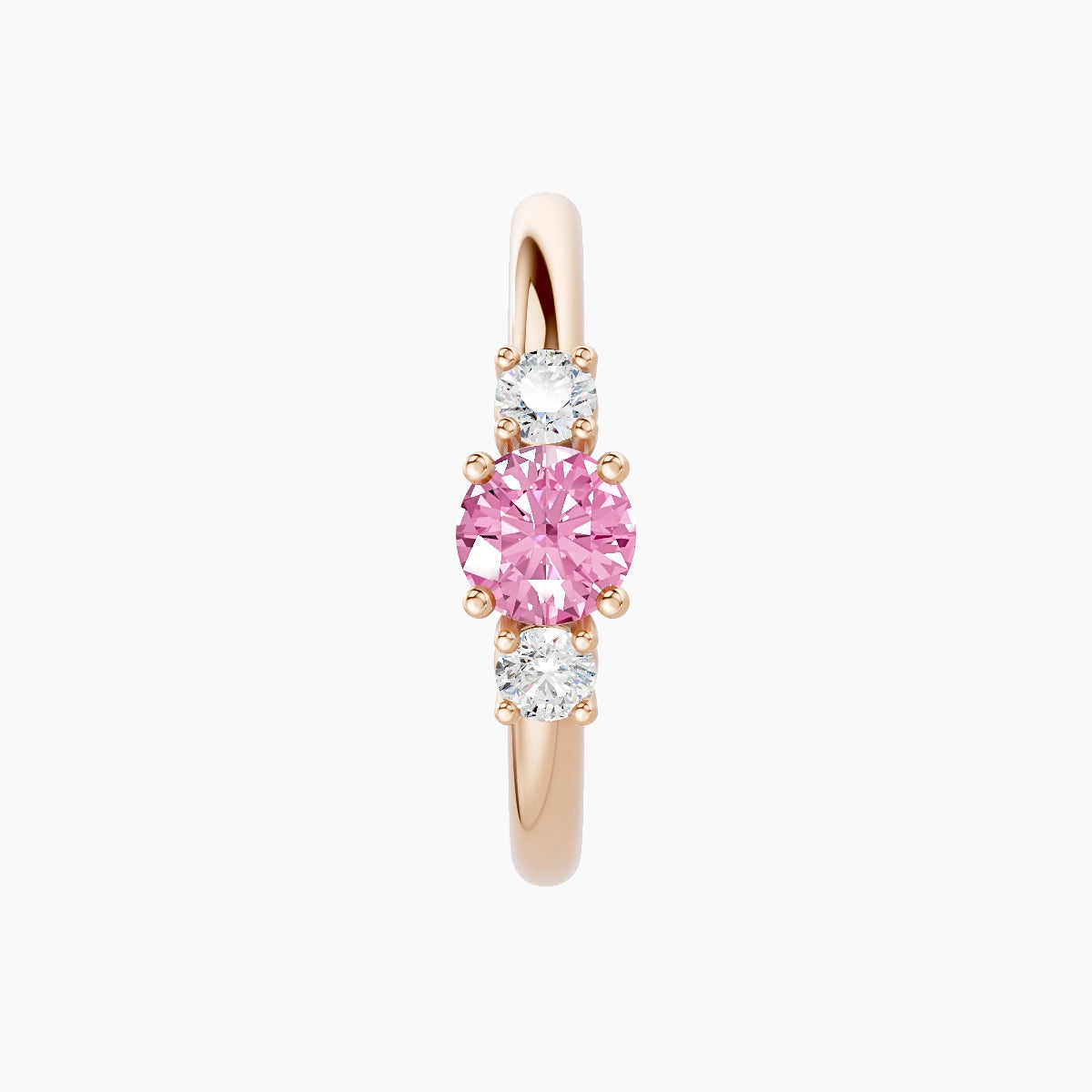 Grace | 18k Rose Gold 11 mm Trilogy Round Pink Sapphire & Diamond Hoop Piercing