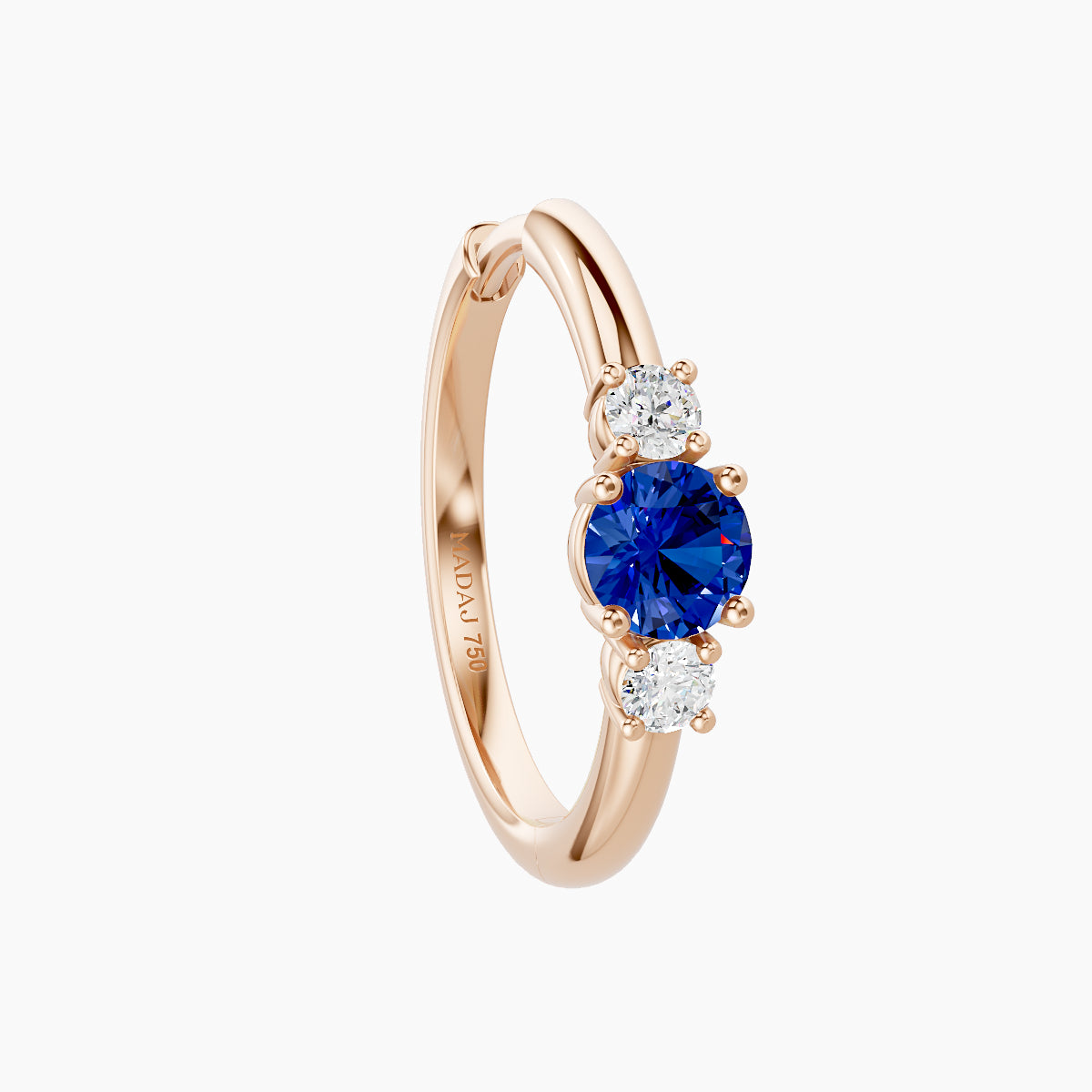 Grace | 18k Rose Gold 11 mm Trilogy Round Sapphire & Diamond Hoop Piercing
