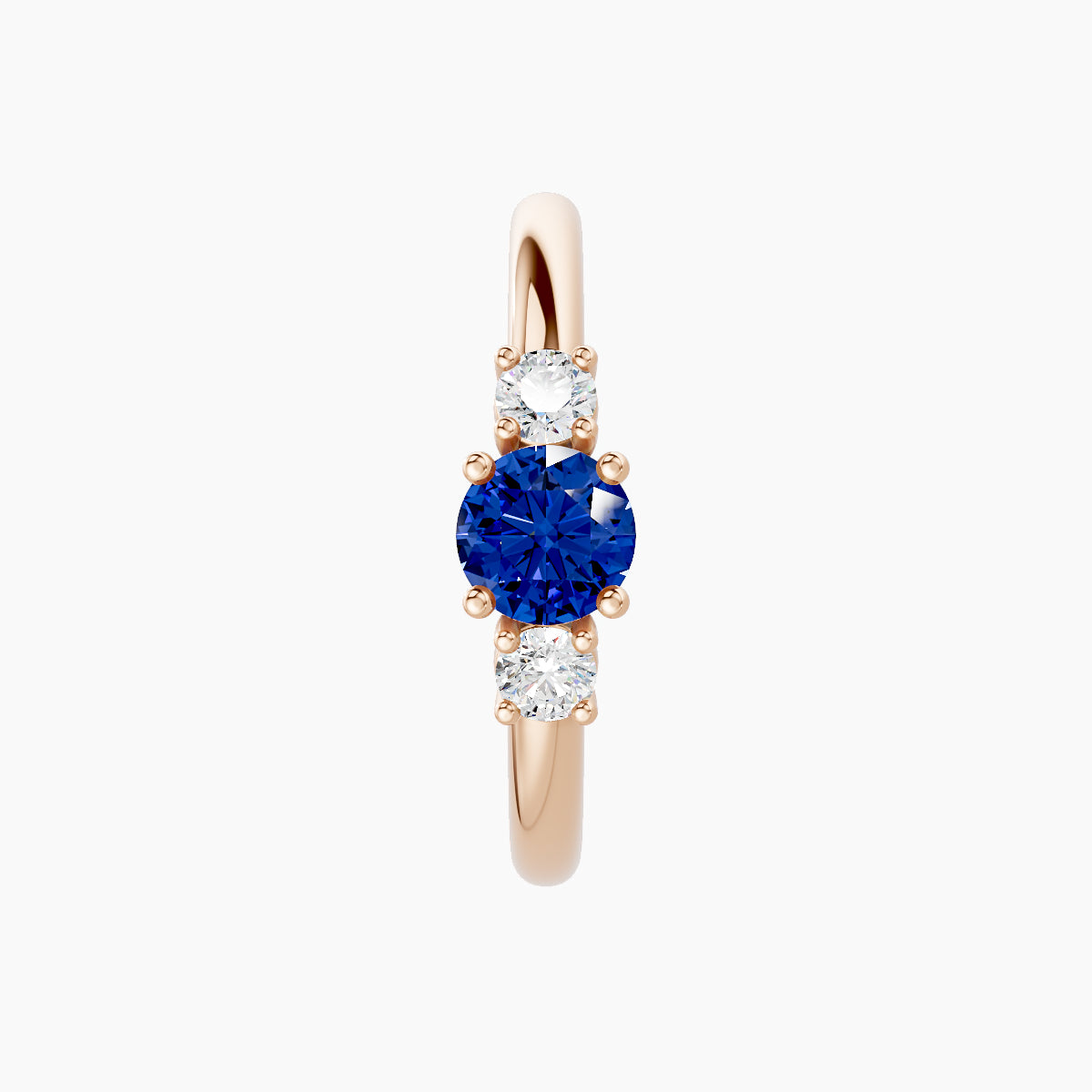 Grace | 18k Rose Gold 11 mm Trilogy Round Sapphire & Diamond Hoop Piercing