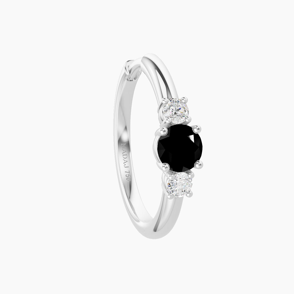Grace | 18k White Gold 11 mm Trilogy Round Black Diamond & Diamond Hoop Piercing
