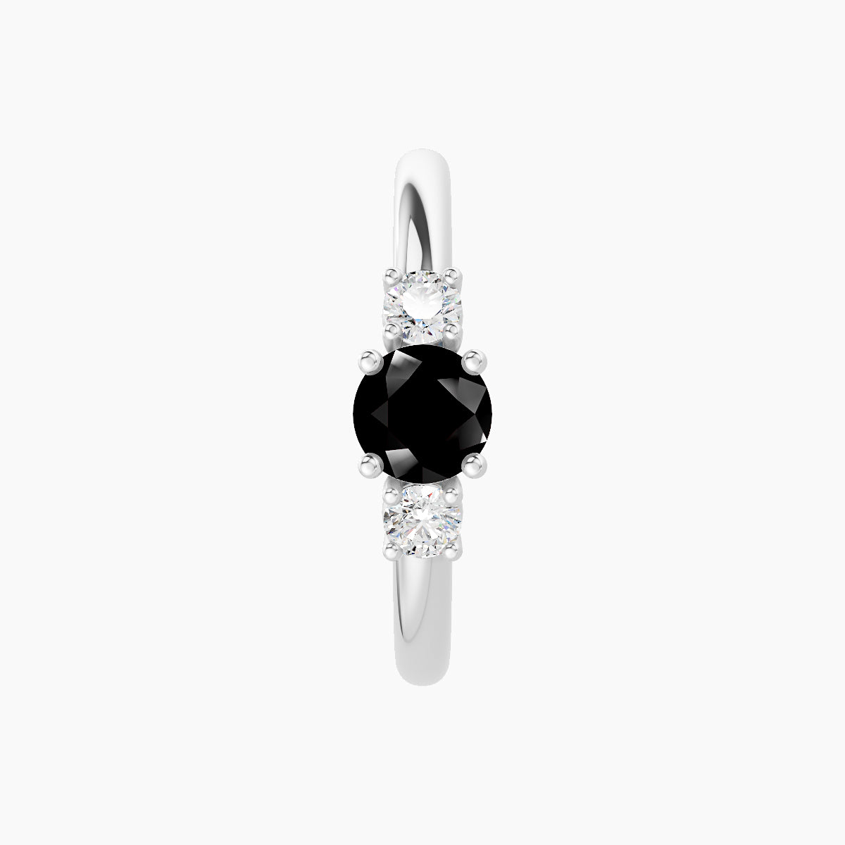 Grace | 18k White Gold 11 mm Trilogy Round Black Diamond & Diamond Hoop Piercing