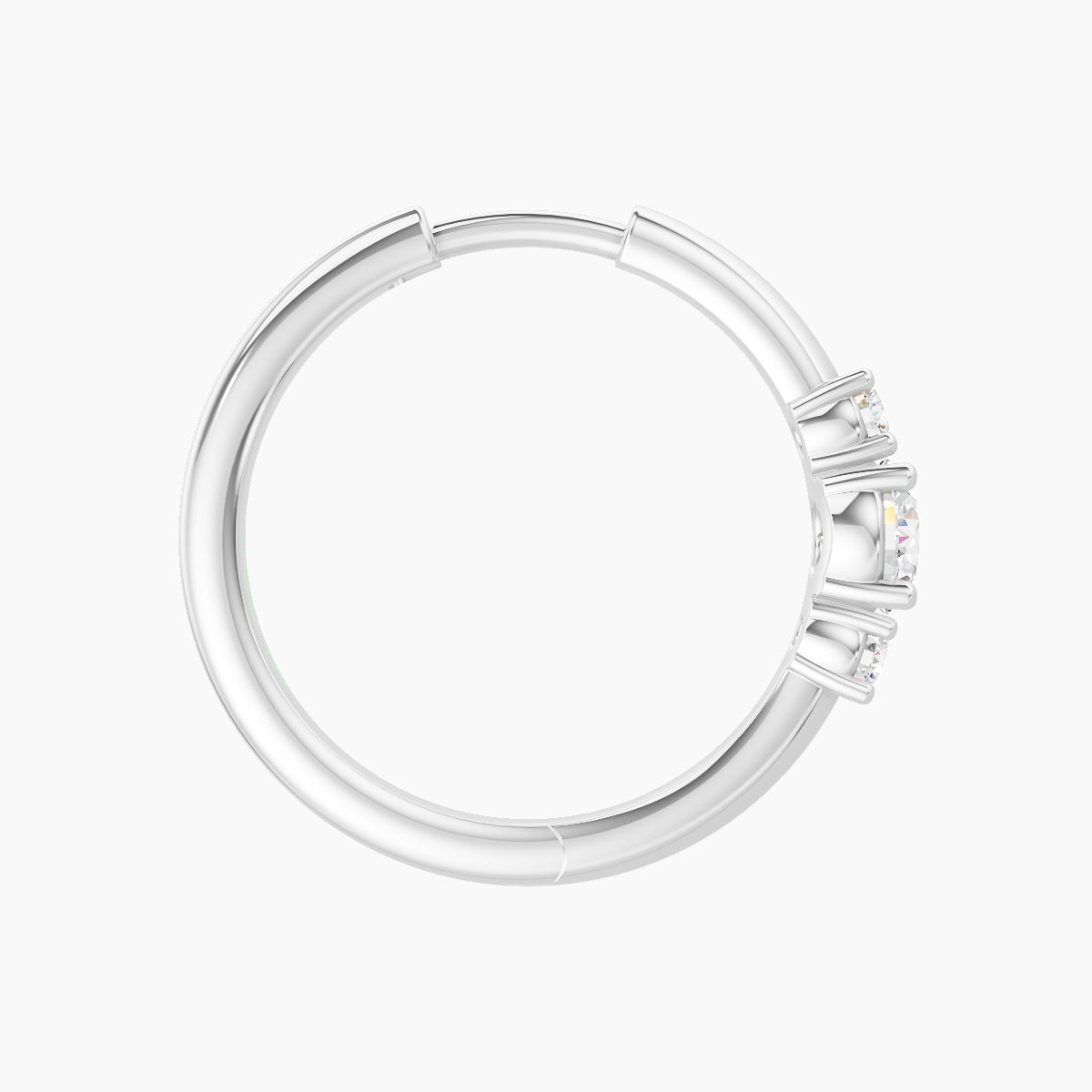 Grace | 18k White Gold 11 mm Trilogy Round Diamond Hoop Piercing