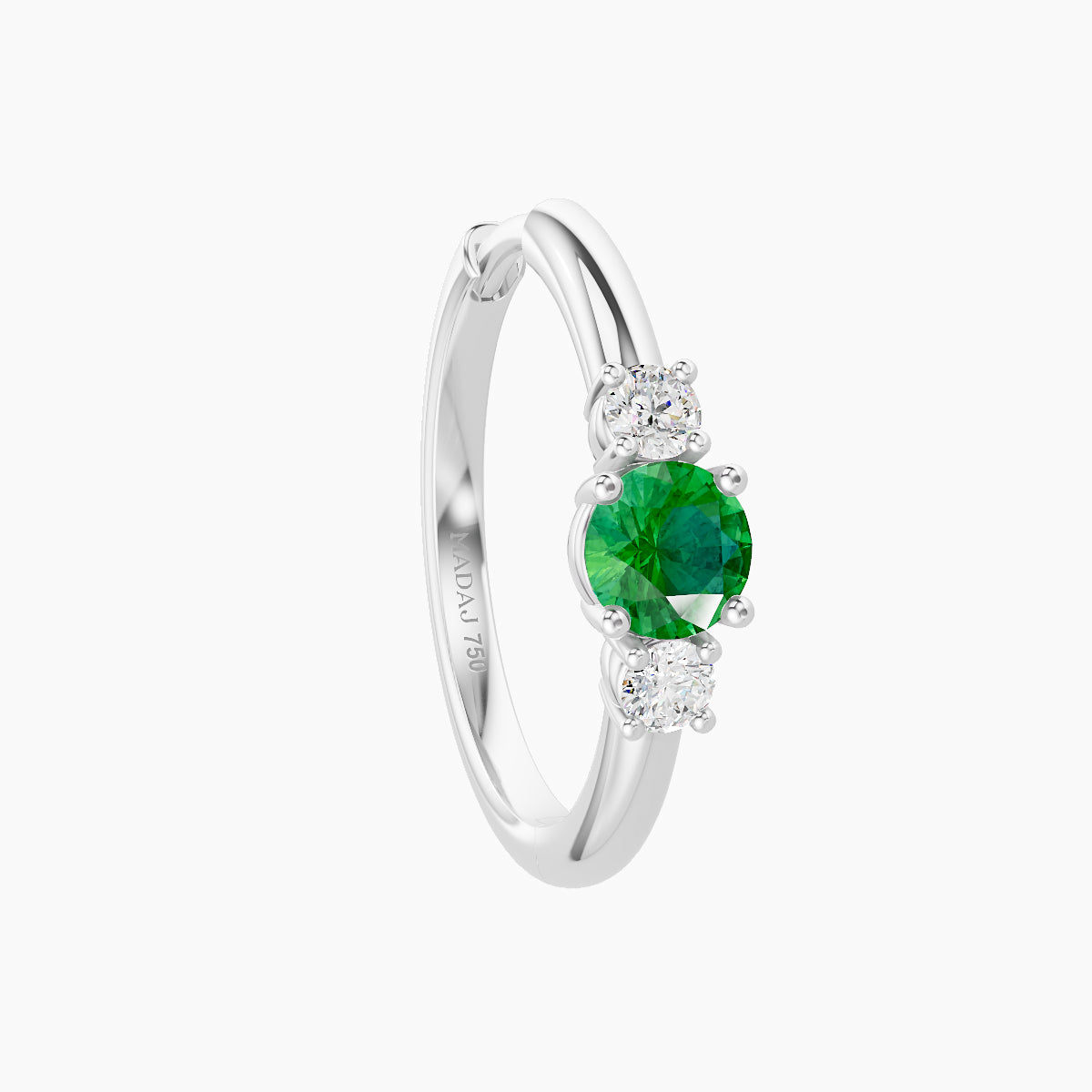Grace | 18k White Gold 11 mm Trilogy Round Emerald & Diamond Hoop Piercing