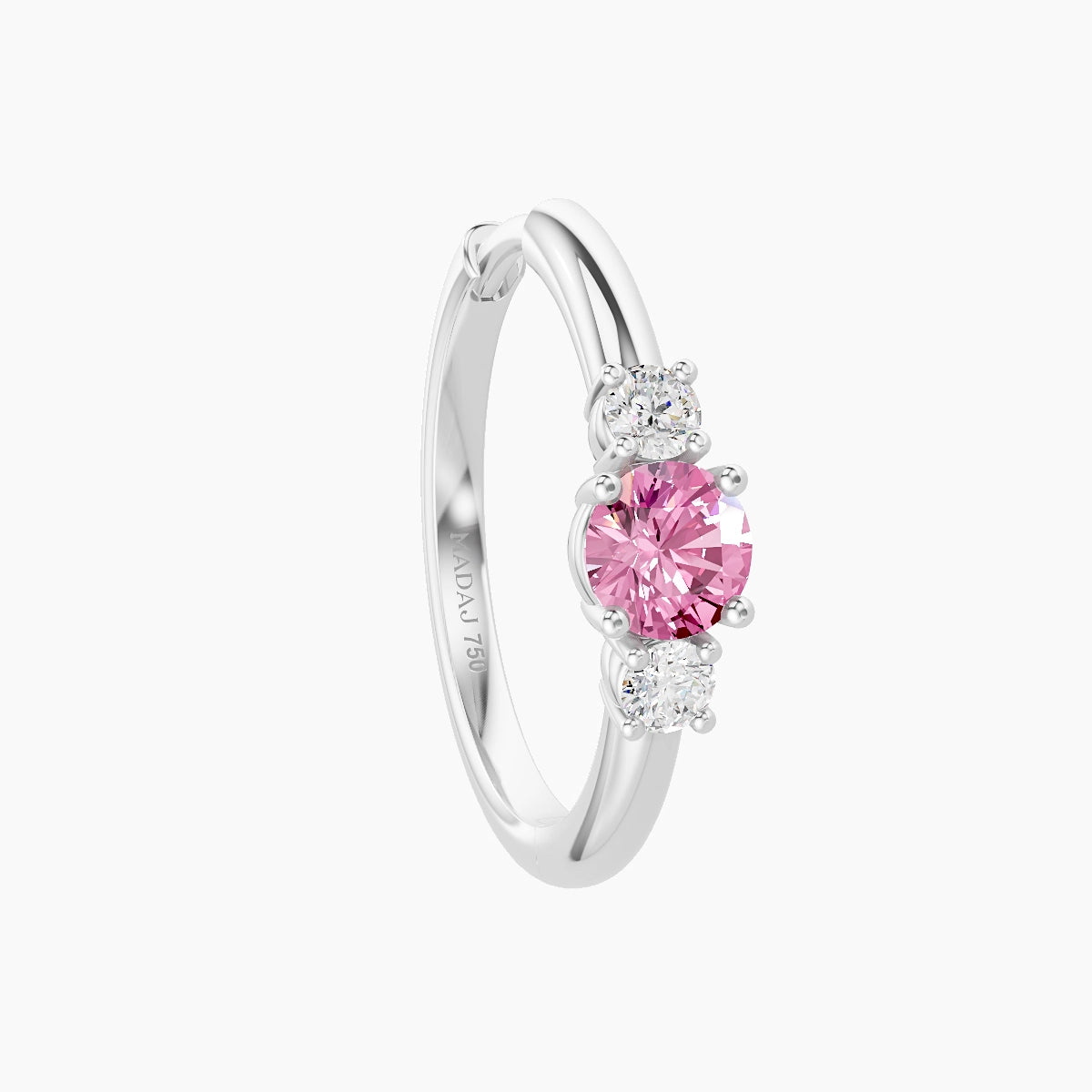 Grace | 18k White Gold 11 mm Trilogy Round Pink Sapphire & Diamond Hoop Piercing