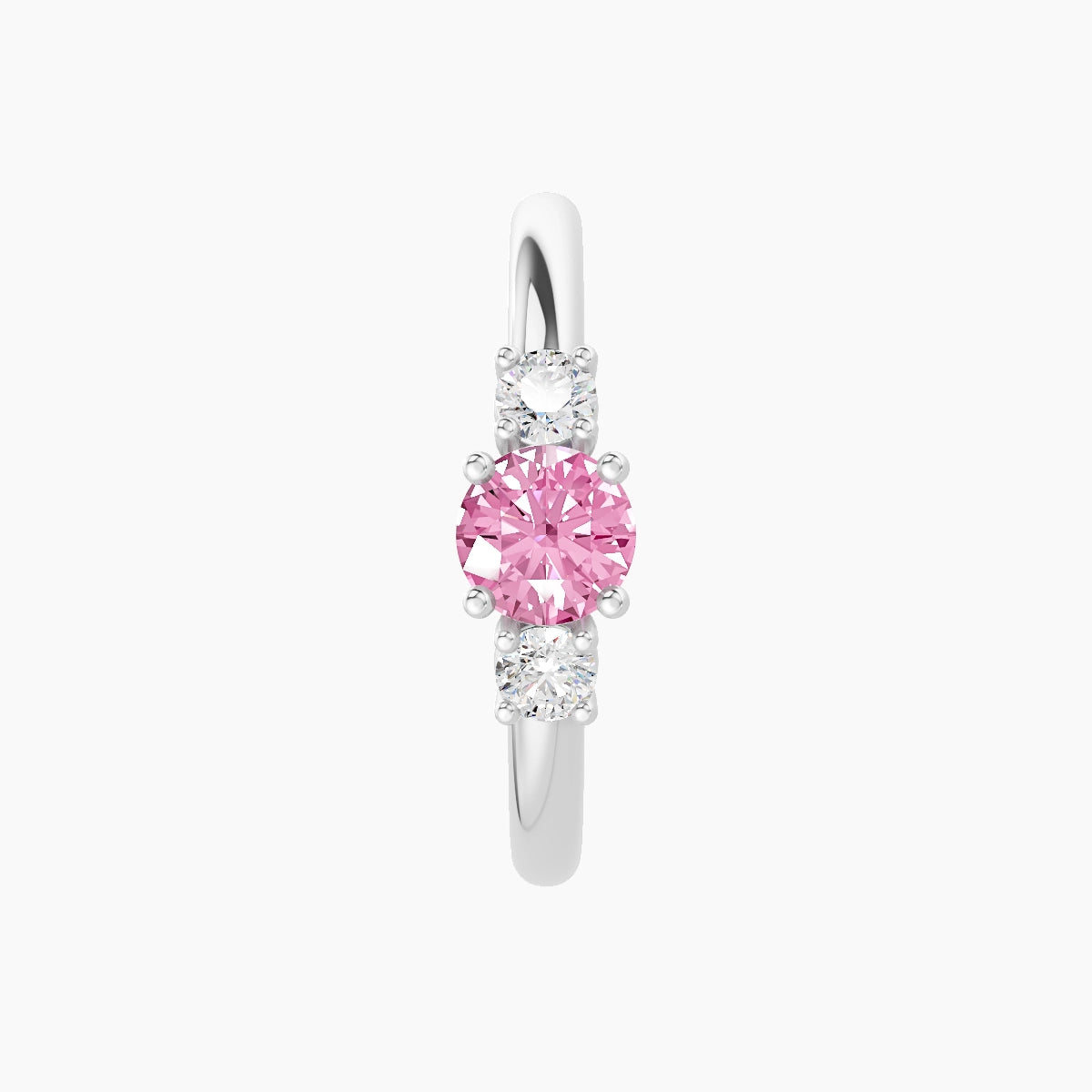 Grace | 18k White Gold 11 mm Trilogy Round Pink Sapphire & Diamond Hoop Piercing