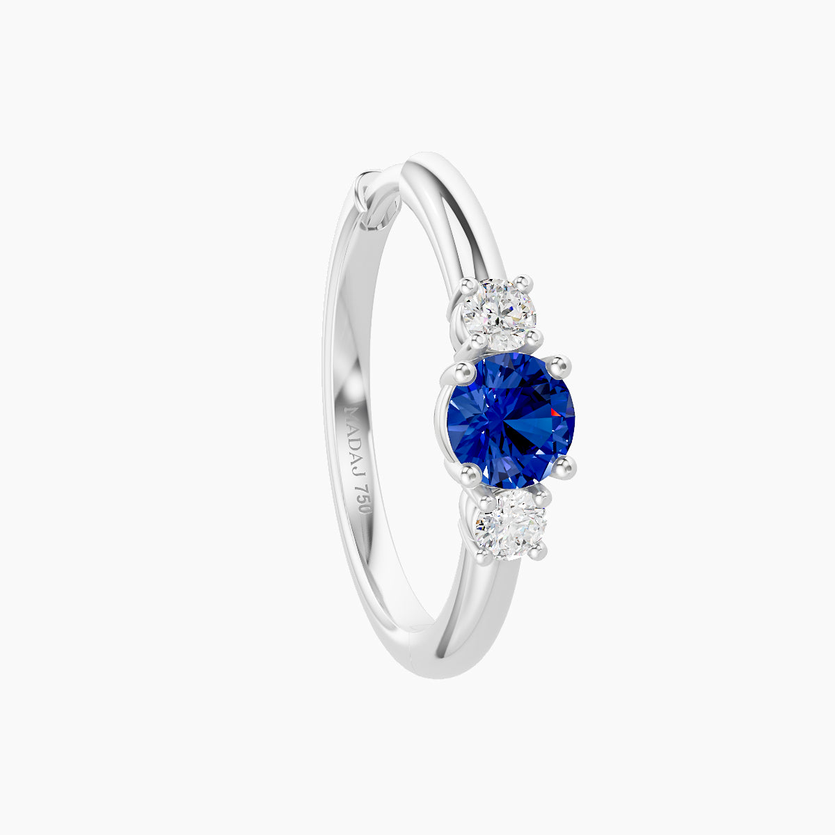 Grace | 18k White Gold 11 mm Trilogy Round Sapphire & Diamond Hoop Piercing