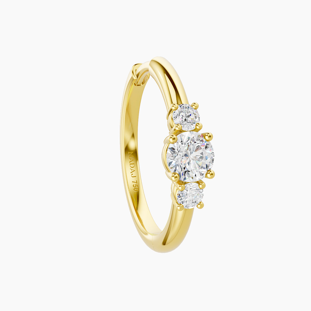 Grace | 18k Yellow Gold 11 mm Trilogy Round Diamond Hoop Piercing