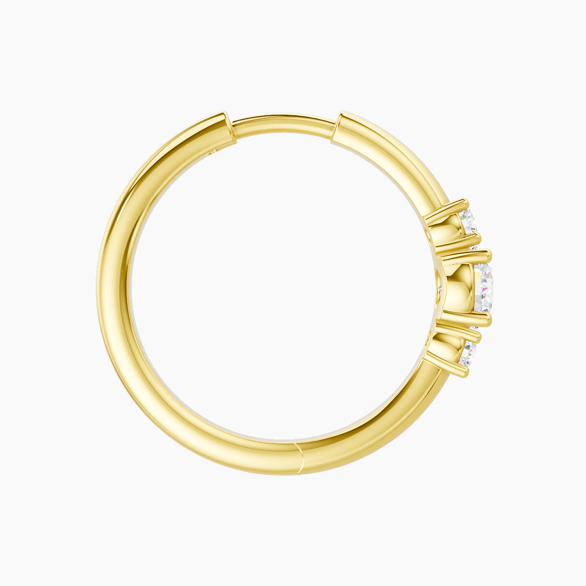Grace | 18k Yellow Gold 11 mm Trilogy Round Diamond Hoop Piercing