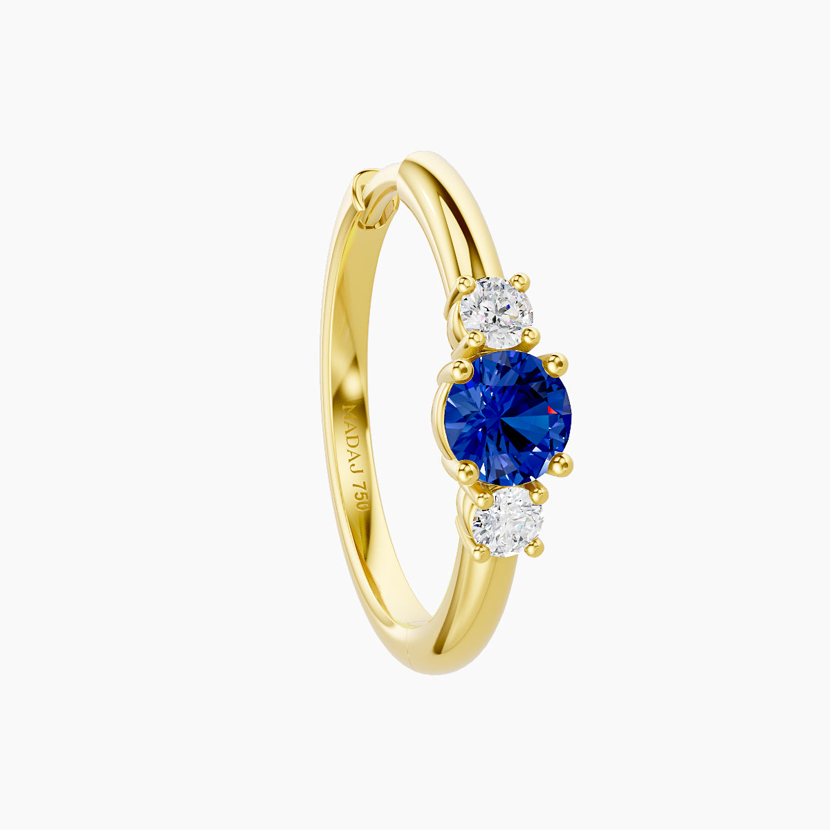 Grace | 18k Yellow Gold 11 mm Trilogy Round Sapphire & Diamond Hoop Piercing