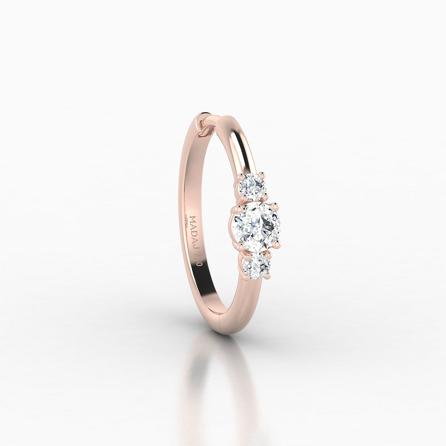 Grace | 18k Rose Gold 11 mm Trilogy Round Diamond Hoop Piercing