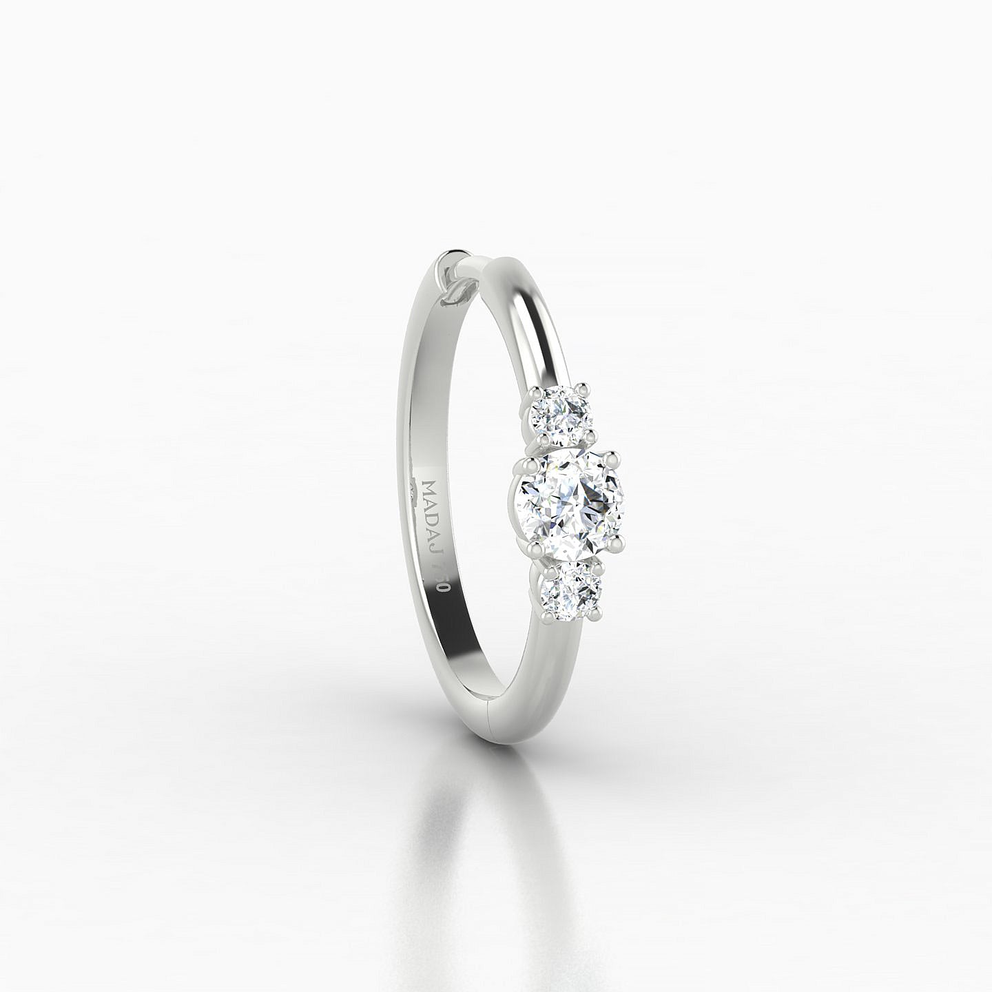 Grace | 18k White Gold 11 mm Trilogy Round Diamond Hoop Piercing