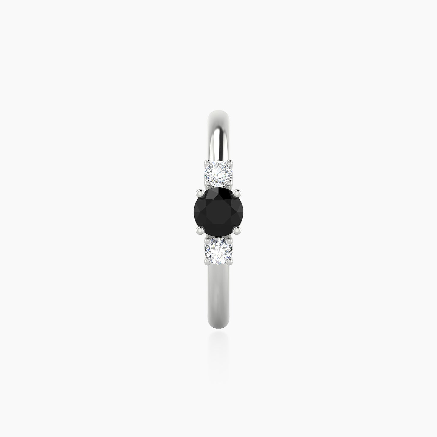 Grace | 18k White Gold 11 mm Trilogy Round Black Diamond & Diamond Hoop Piercing