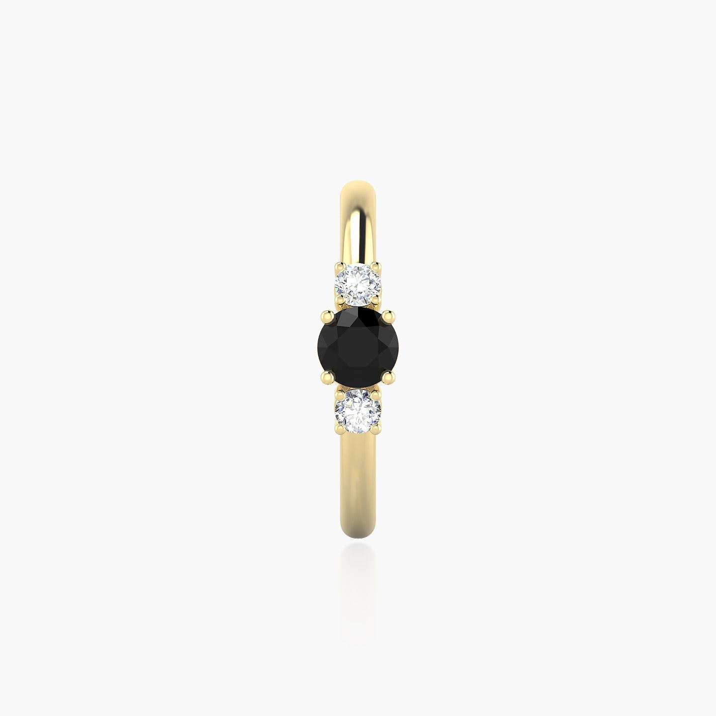 Grace | 18k Yellow Gold 11 mm Trilogy Round Black Diamond & Diamond Hoop Piercing