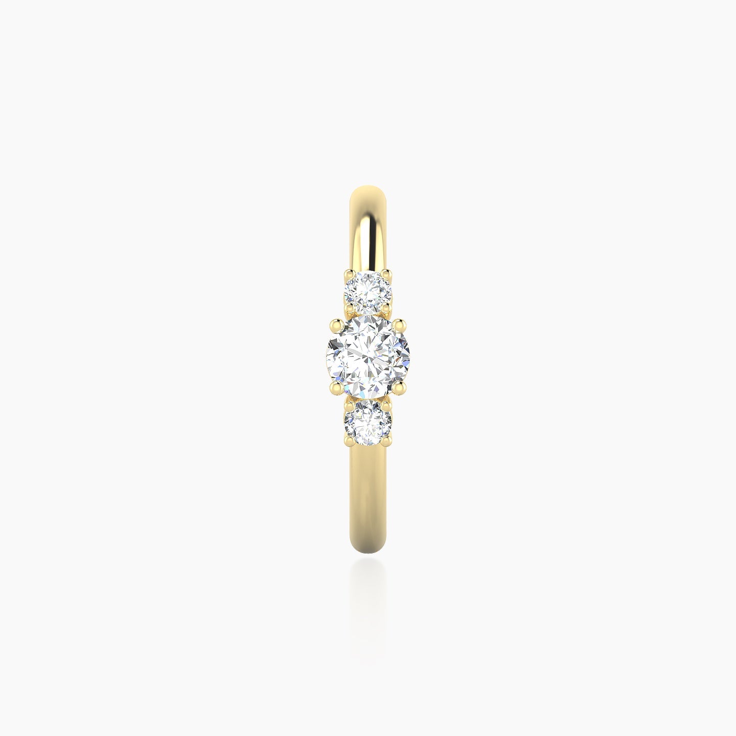 Grace | 18k Yellow Gold 11 mm Trilogy Round Diamond Hoop Piercing