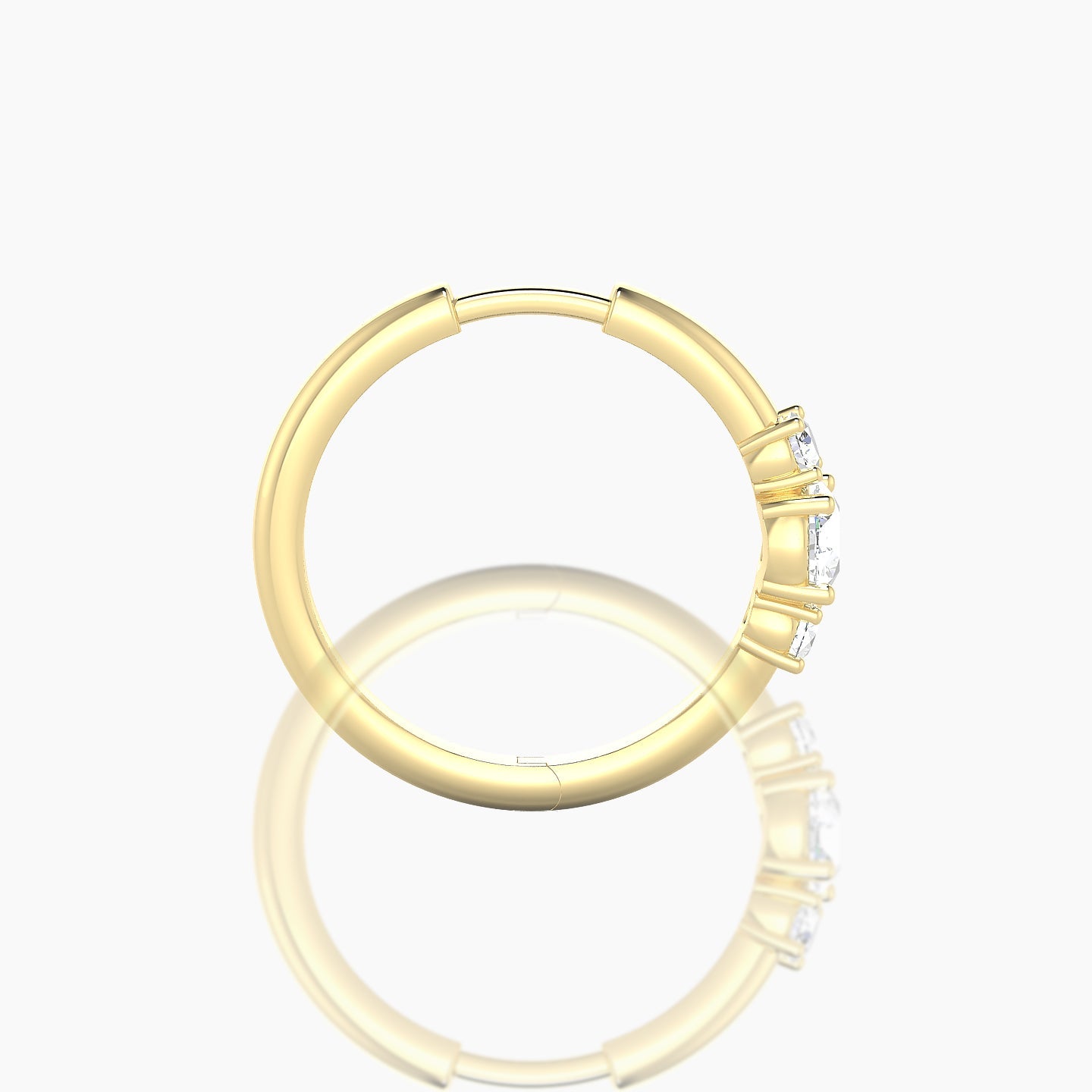 Grace | 18k Yellow Gold 11 mm Trilogy Round Diamond Hoop Piercing