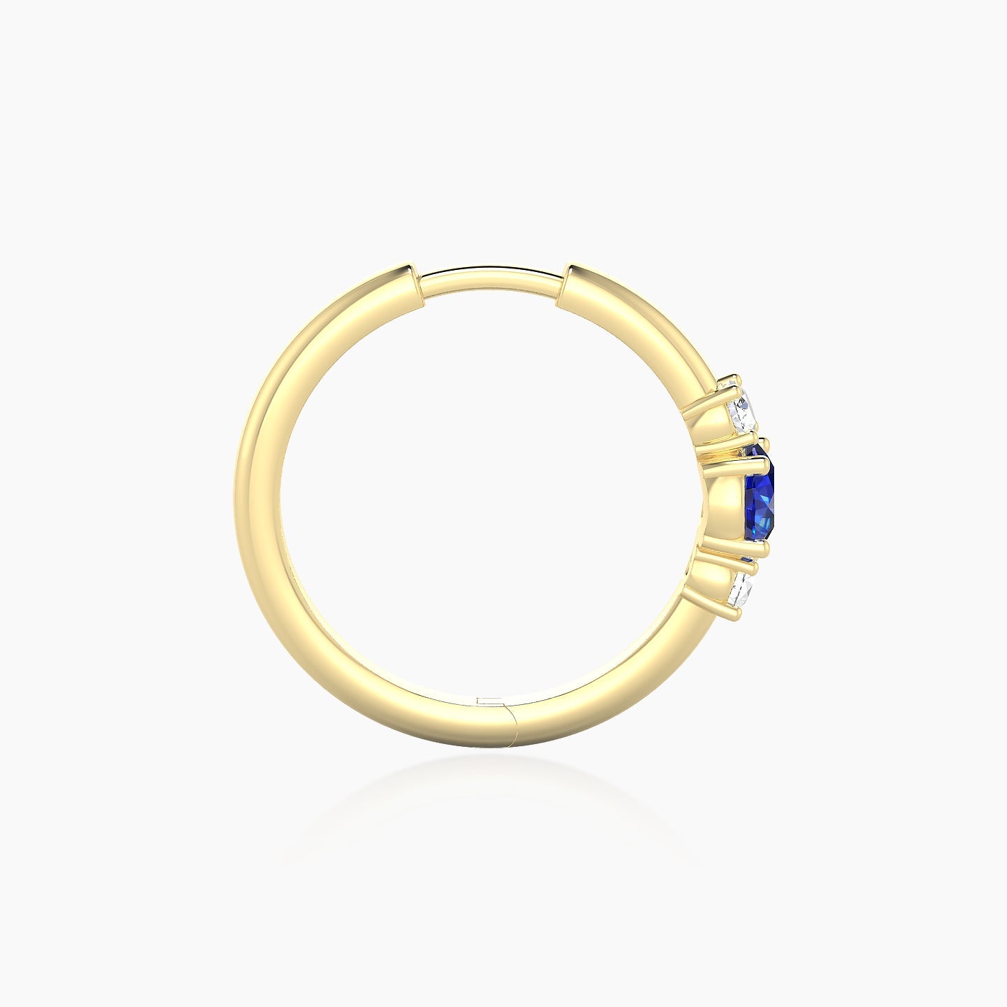 Grace | 18k Yellow Gold 11 mm Trilogy Round Sapphire & Diamond Hoop Piercing
