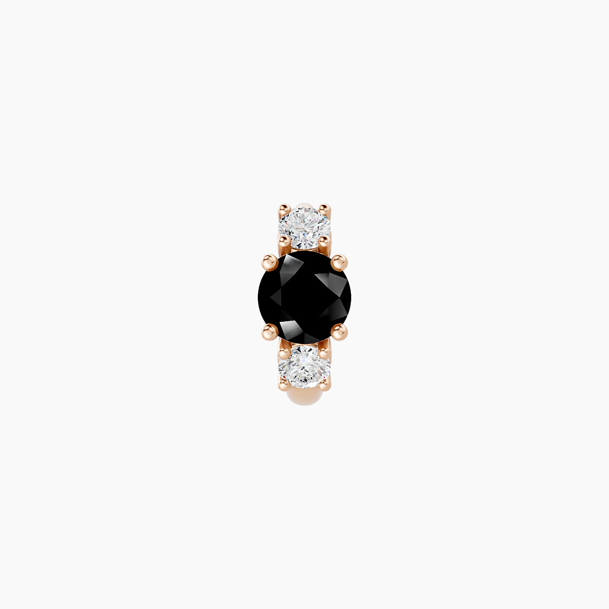 Grace | 18k Rose Gold 5 mm Trilogy Round Black Diamond & Diamond Hoop Piercing