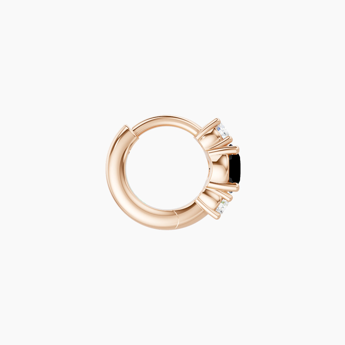 Grace | 18k Rose Gold 5 mm Trilogy Round Black Diamond & Diamond Hoop Piercing