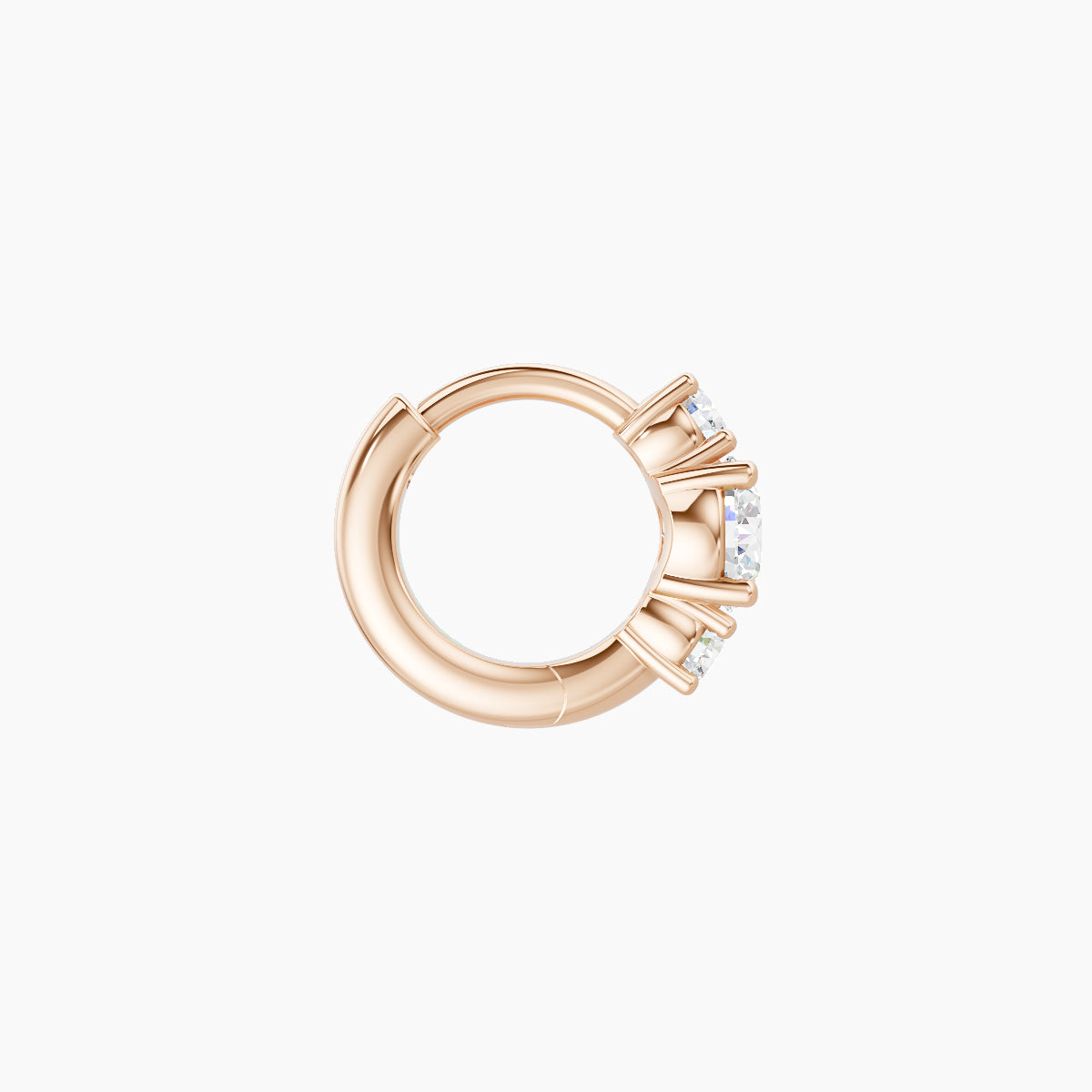 Grace | 18k Rose Gold 5 mm Trilogy Round Diamond Hoop Piercing
