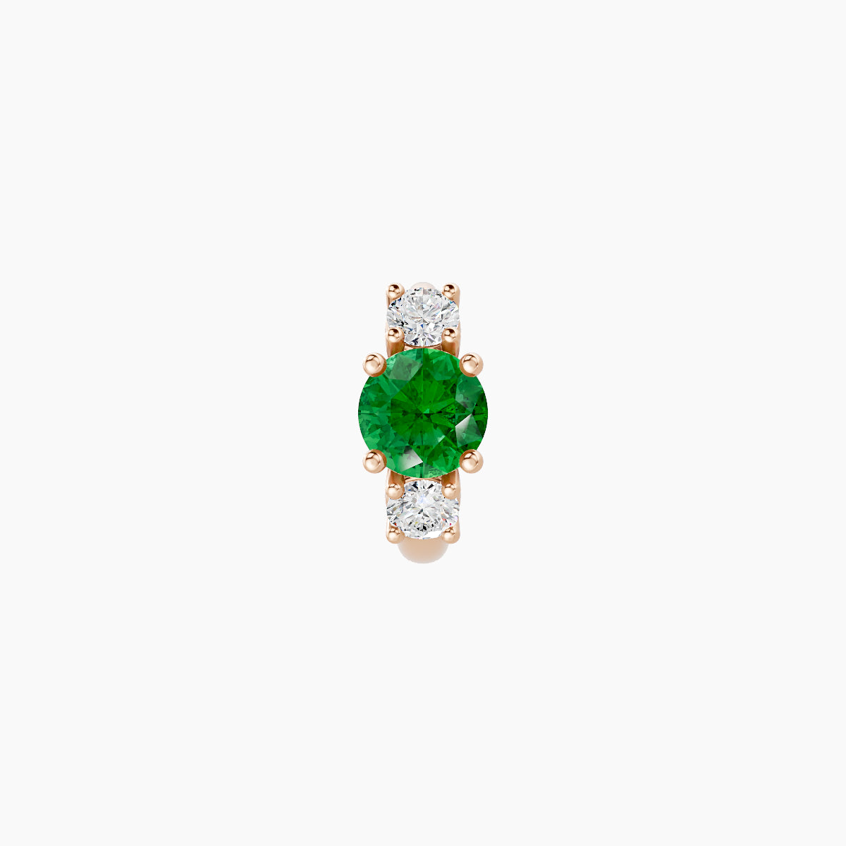 Grace | 18k Rose Gold 5 mm Trilogy Round Emerald & Diamond Hoop Piercing