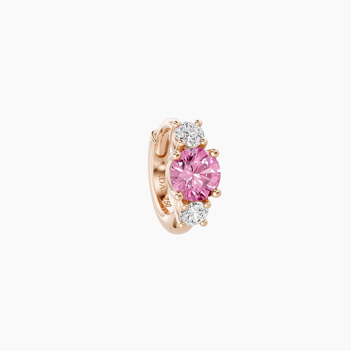 Grace | 18k Rose Gold 5 mm Trilogy Round Pink Sapphire & Diamond Hoop Piercing