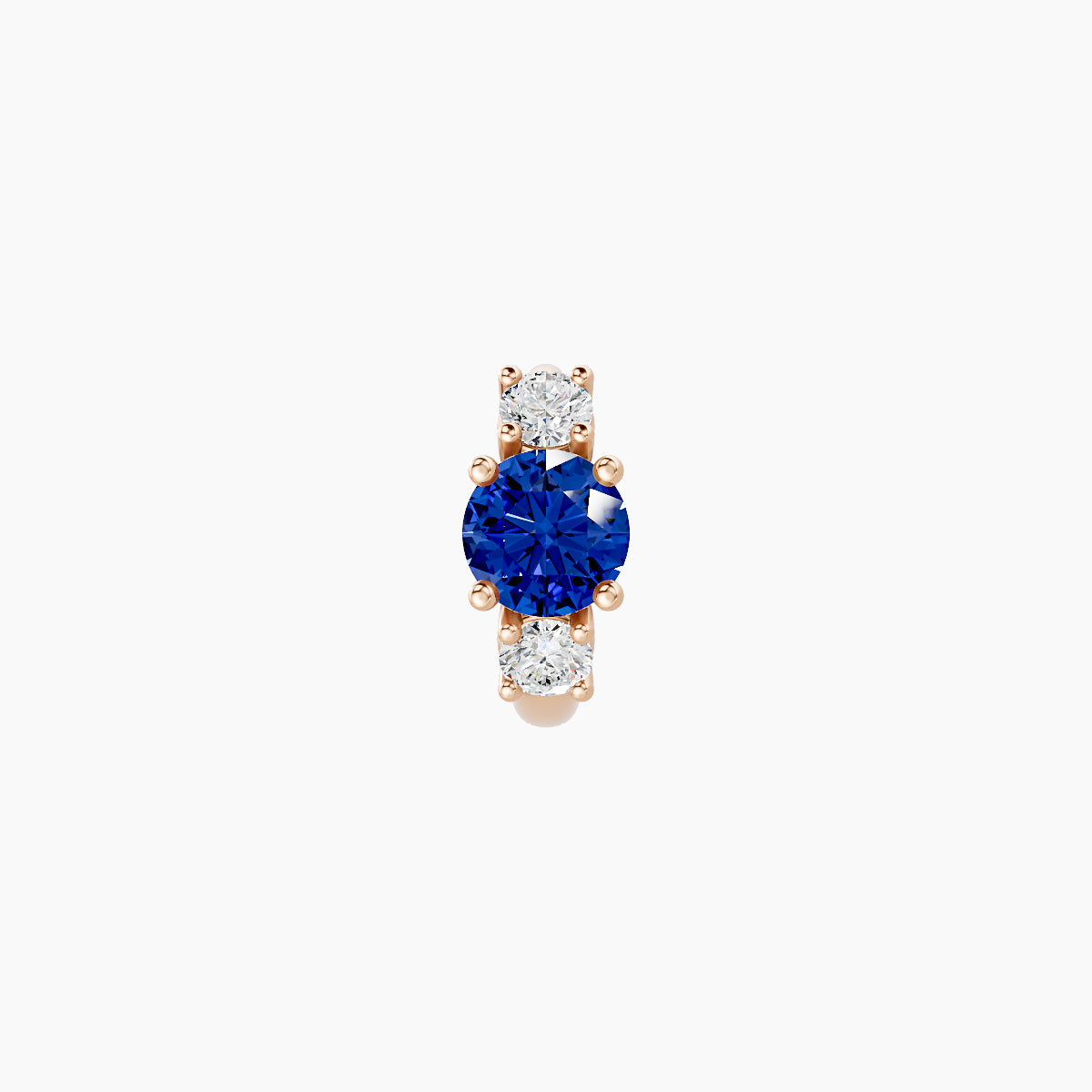 Grace | 18k Rose Gold 5 mm Trilogy Round Sapphire & Diamond Hoop Piercing