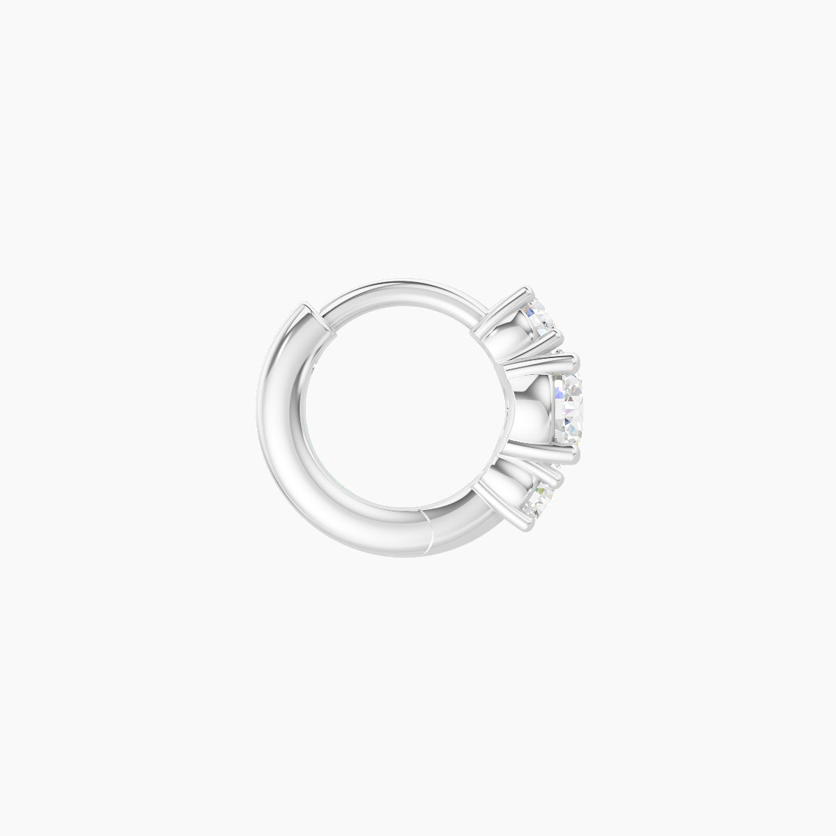 Grace | 18k White Gold 5 mm Trilogy Round Diamond Hoop Piercing
