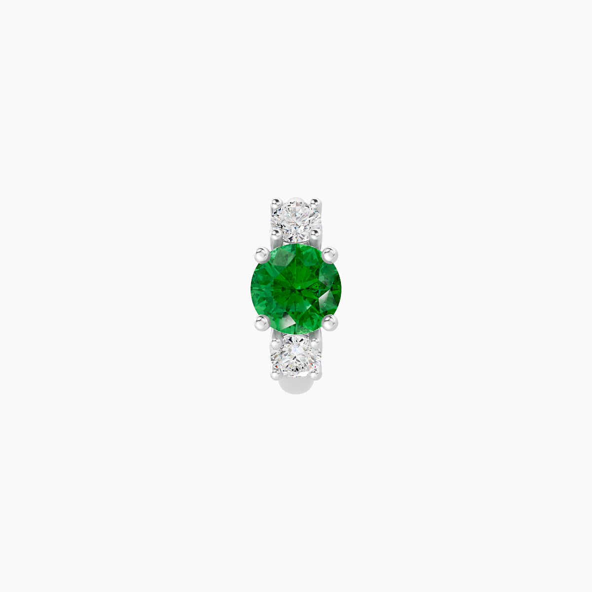 Grace | 18k White Gold 5 mm Trilogy Round Emerald & Diamond Hoop Piercing